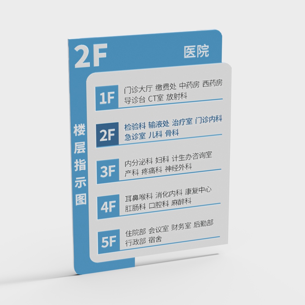现代医院楼层指引指示牌款式七3D模型