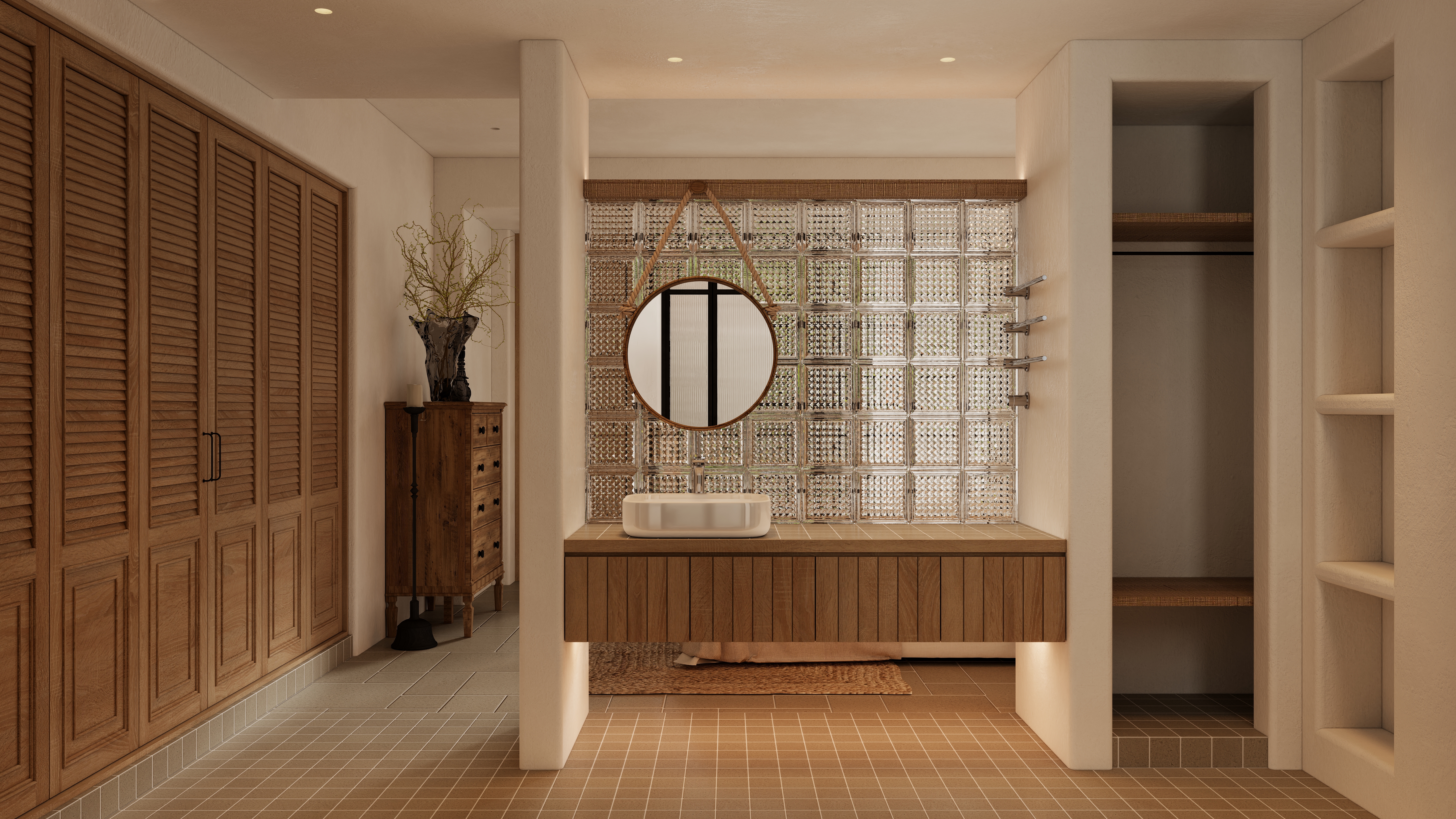 熬暖酱-重庆龙湖学樘府南法自然主义私宅一层主卧盥洗区装修效果图第3张