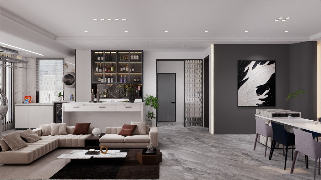 室内设计丨陈先森-阅山湖119三改四 现代风格全景-装修设计方案