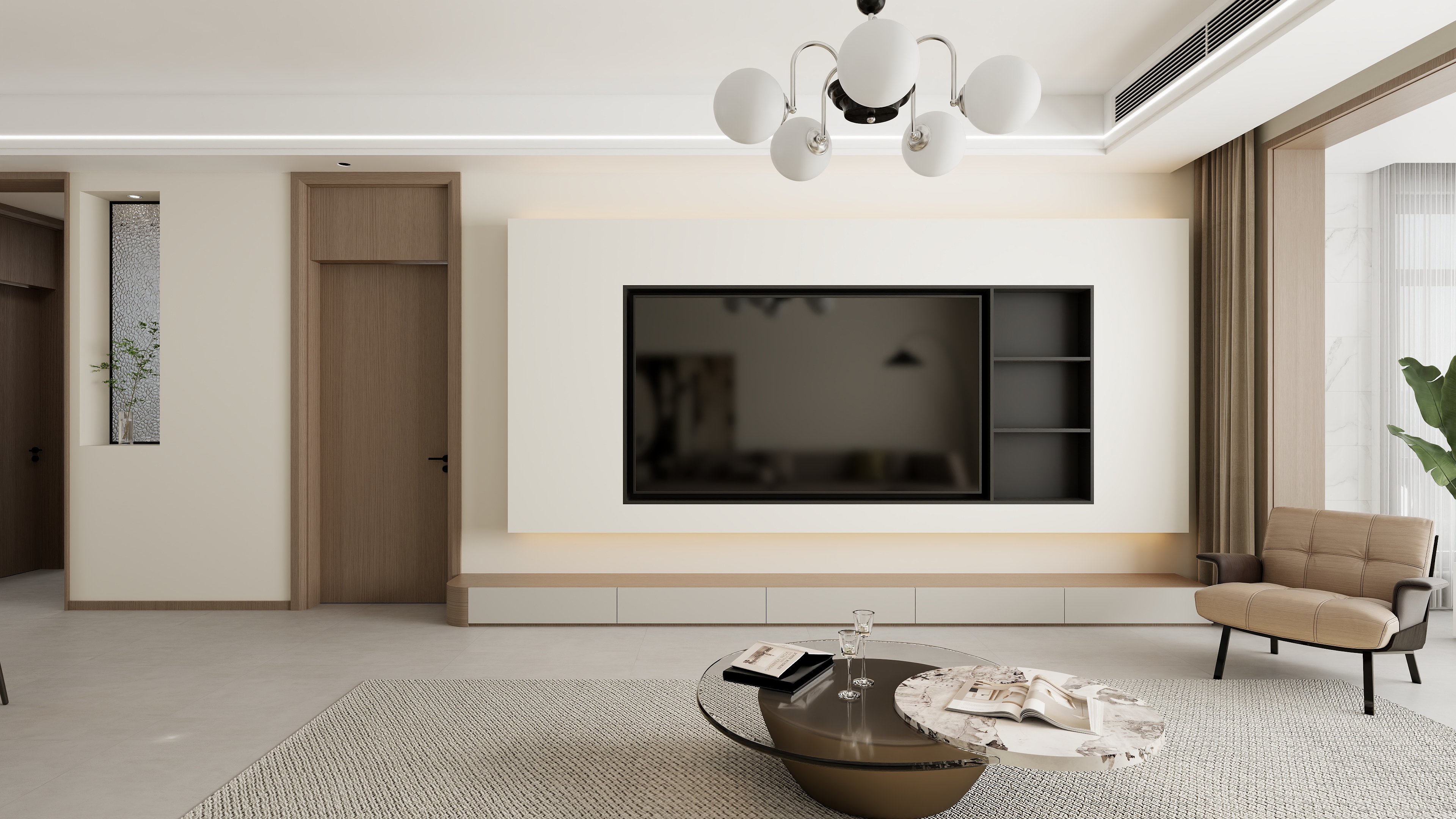 星空设计500-现代简约127㎡4室装修效果图