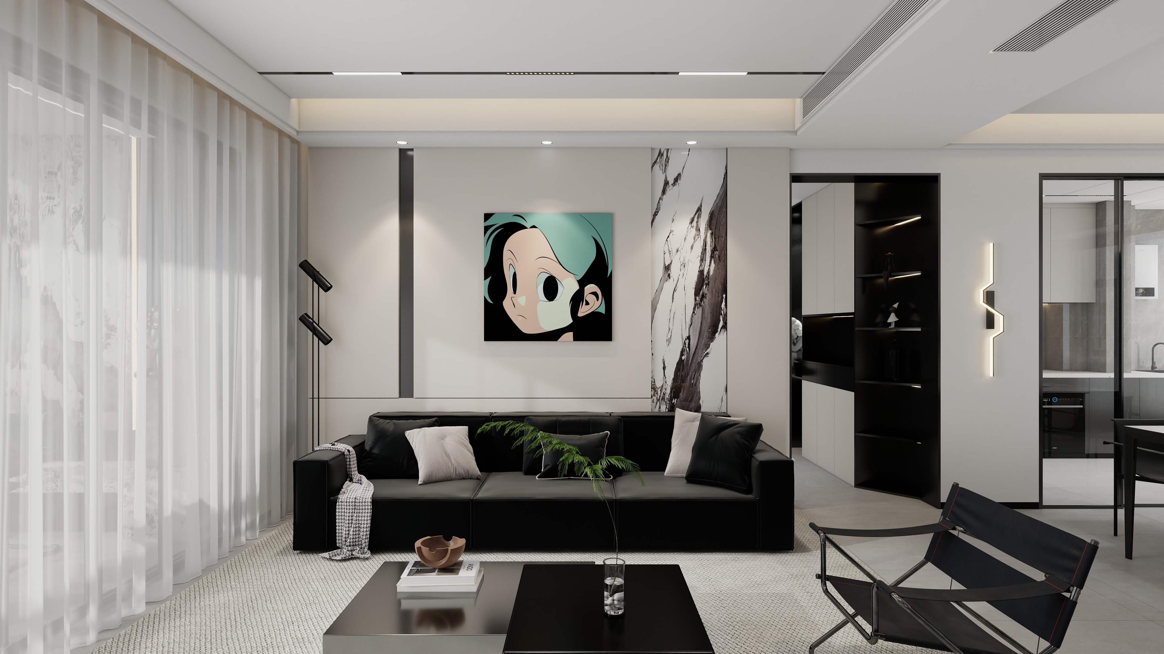 凌云設计-现代黑白灰装修效果图