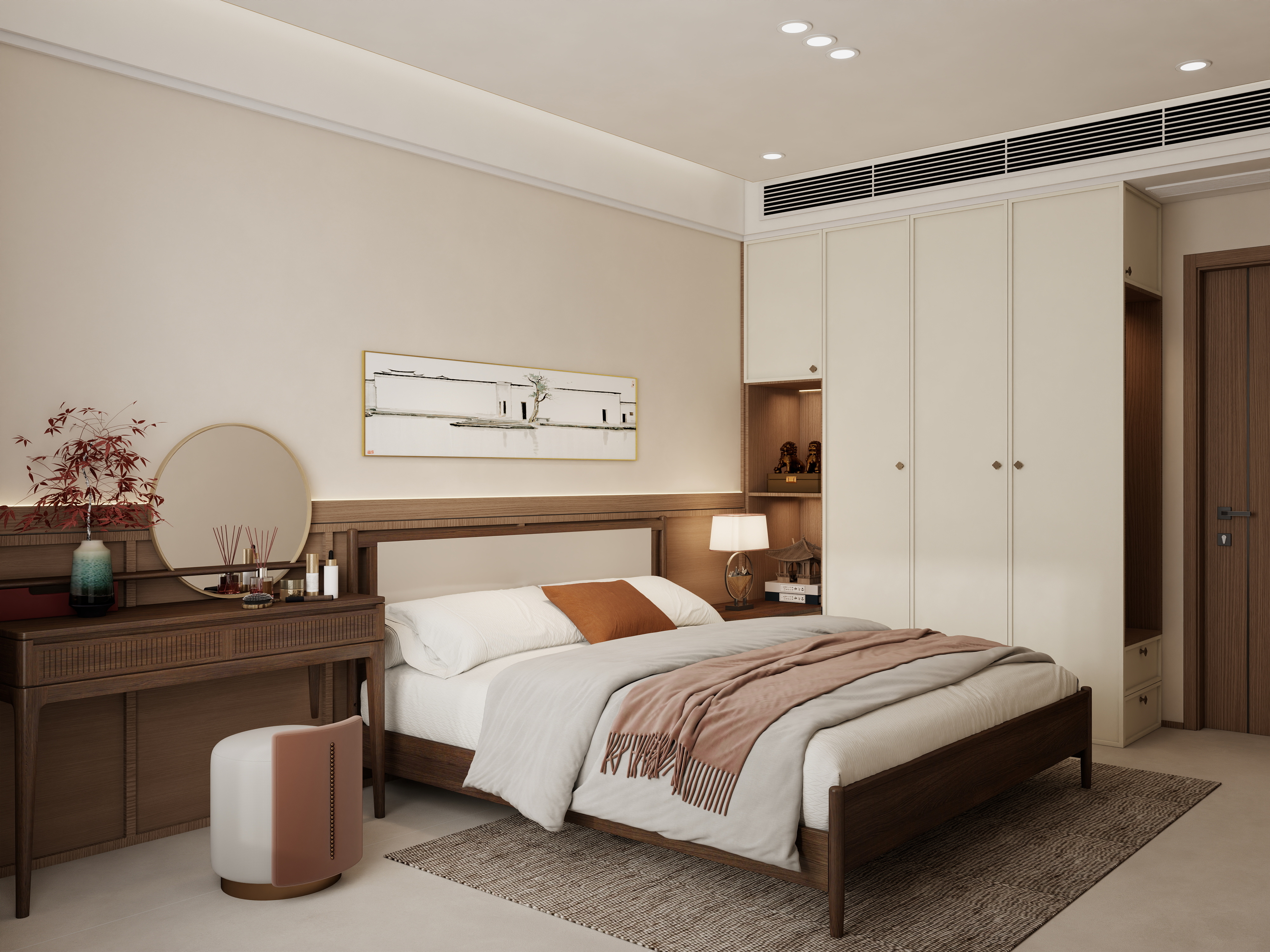 李佳洋-华清学府城128平新中式3室装修效果图