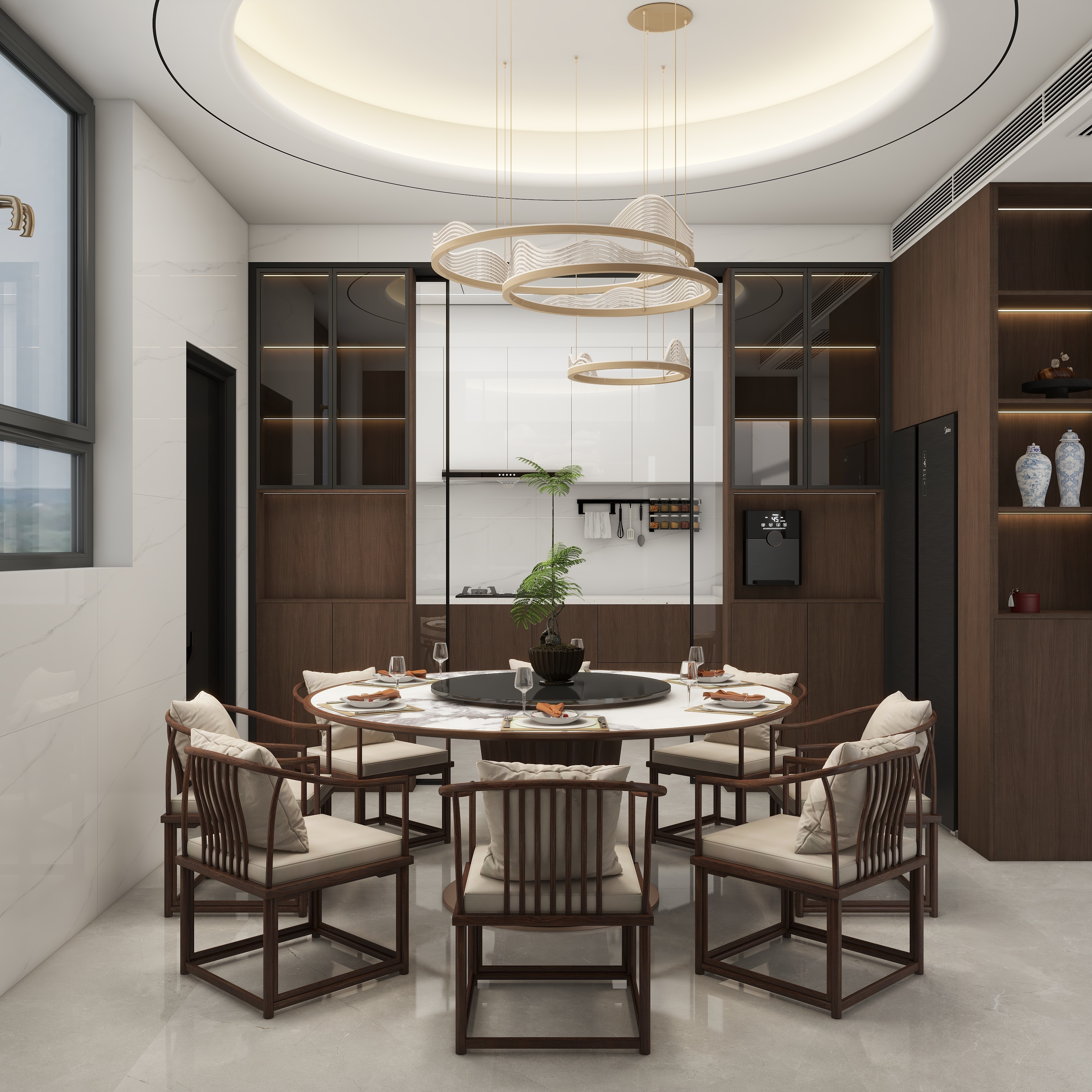 李青越-163平方新中式三居室样板间装修效果图