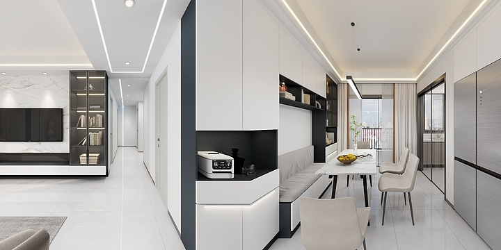 在线设计方案-114平方现代黑白-装修设计方案