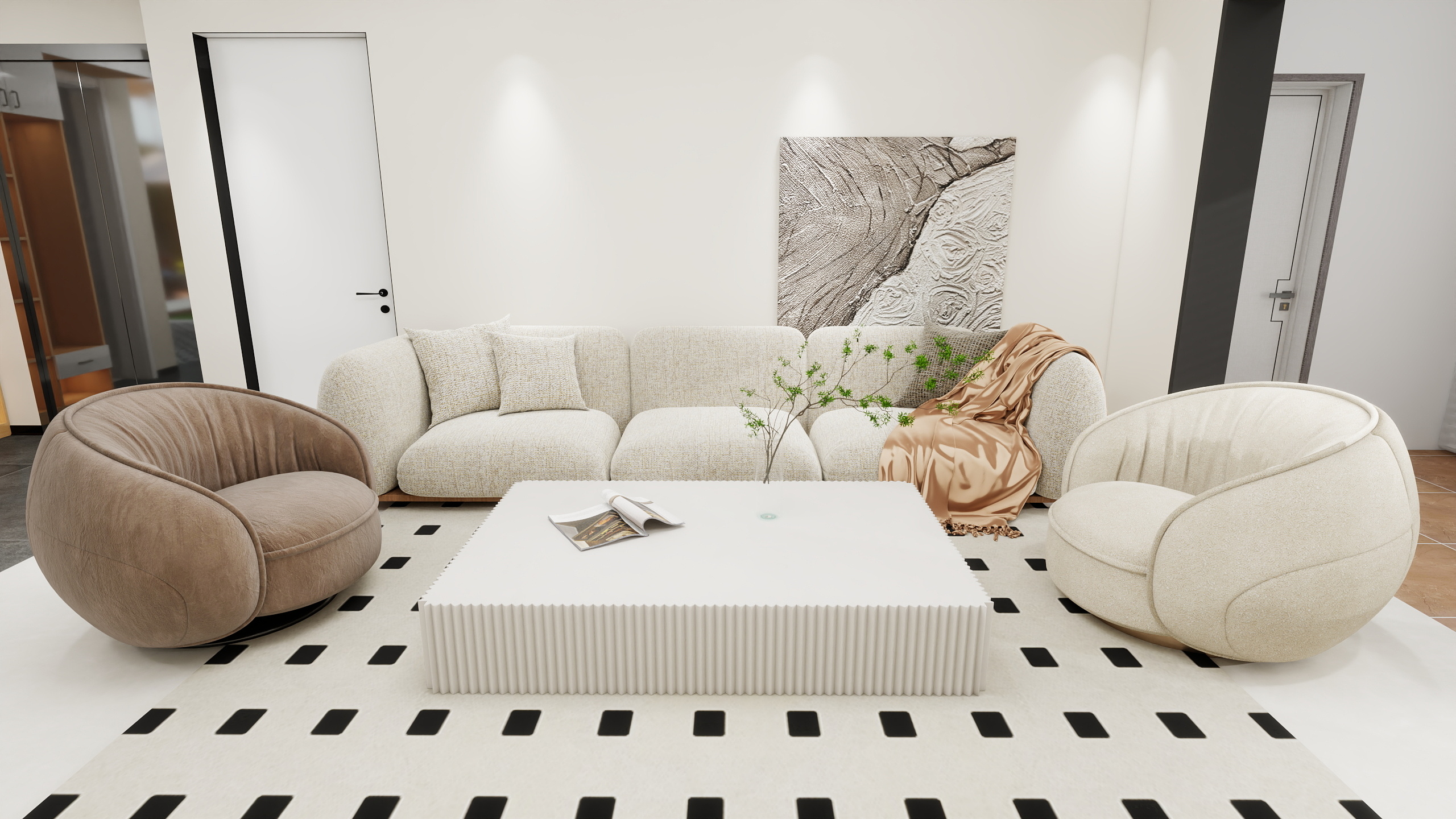 牧野时光-混搭奶油风-中天世纪城140㎡3室（一层）+100㎡2室（负一层）-装修设计方案