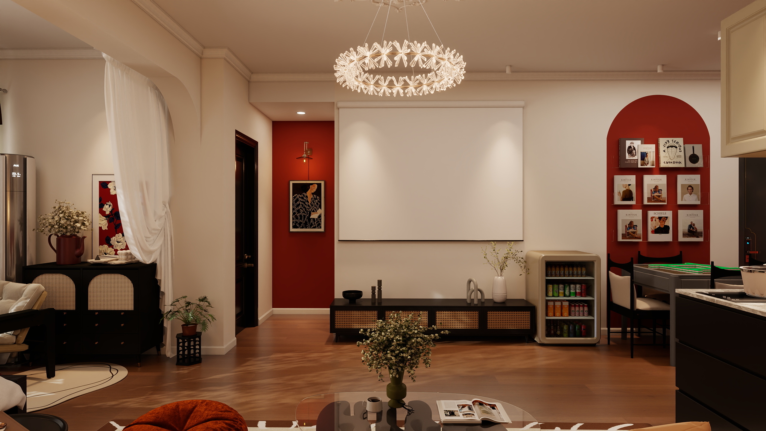 司司改造家-法式复古红色民宿设计装修效果图