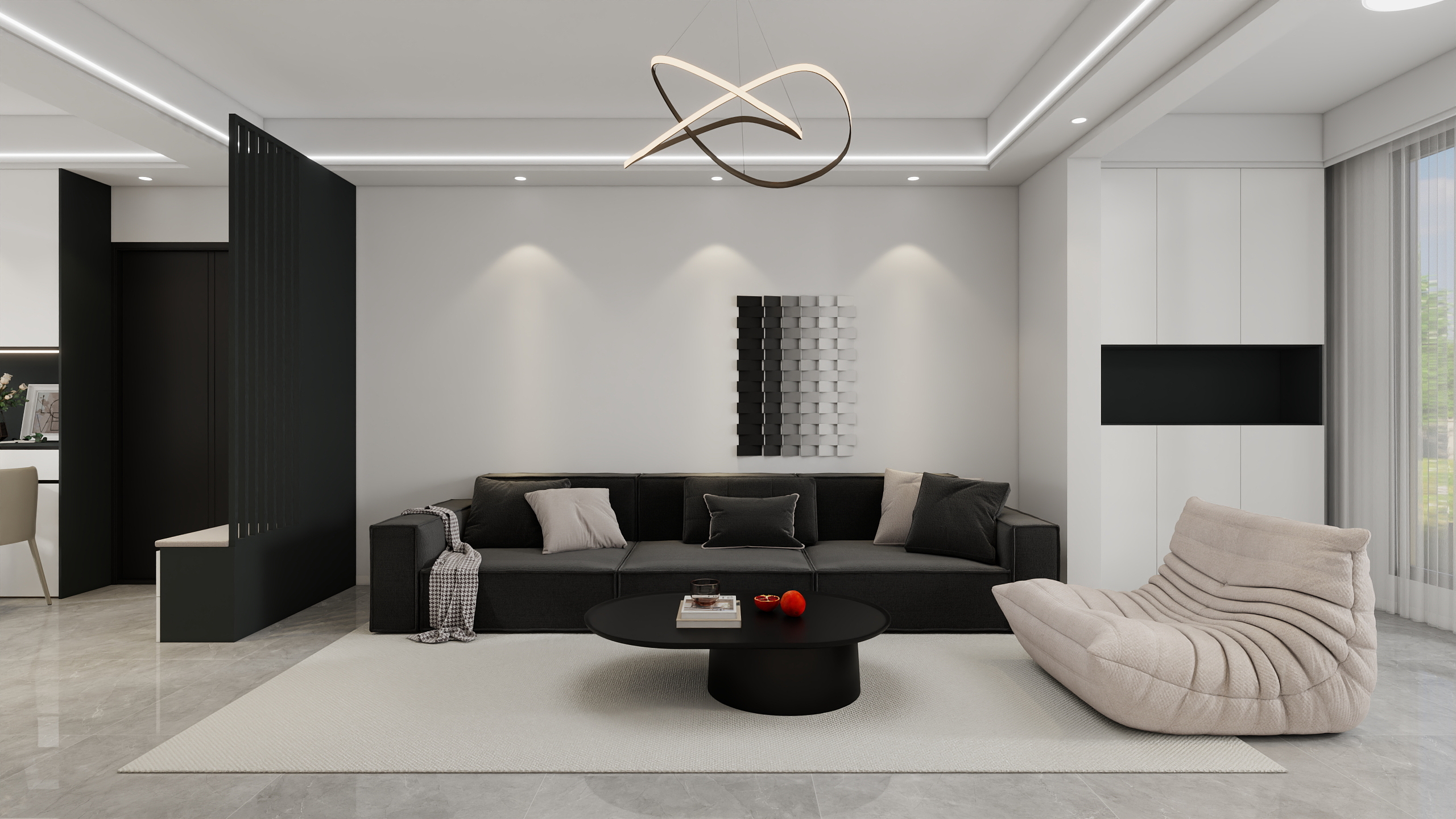 李青越-105方现代三居室样板间装修效果图