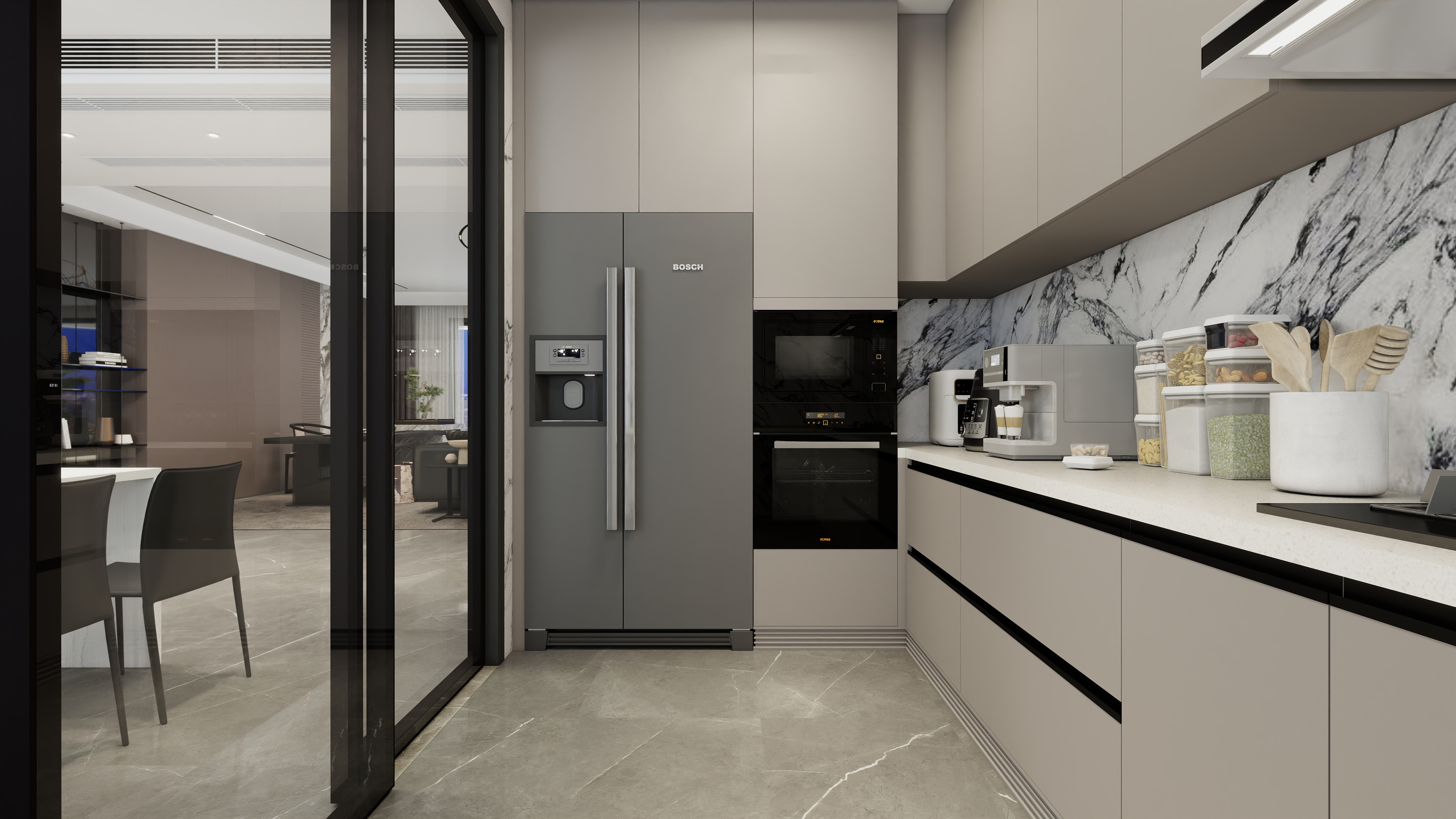 至简名设-文稳康-《陕西*惠达》251平现代黑灰|五居室装修效果图