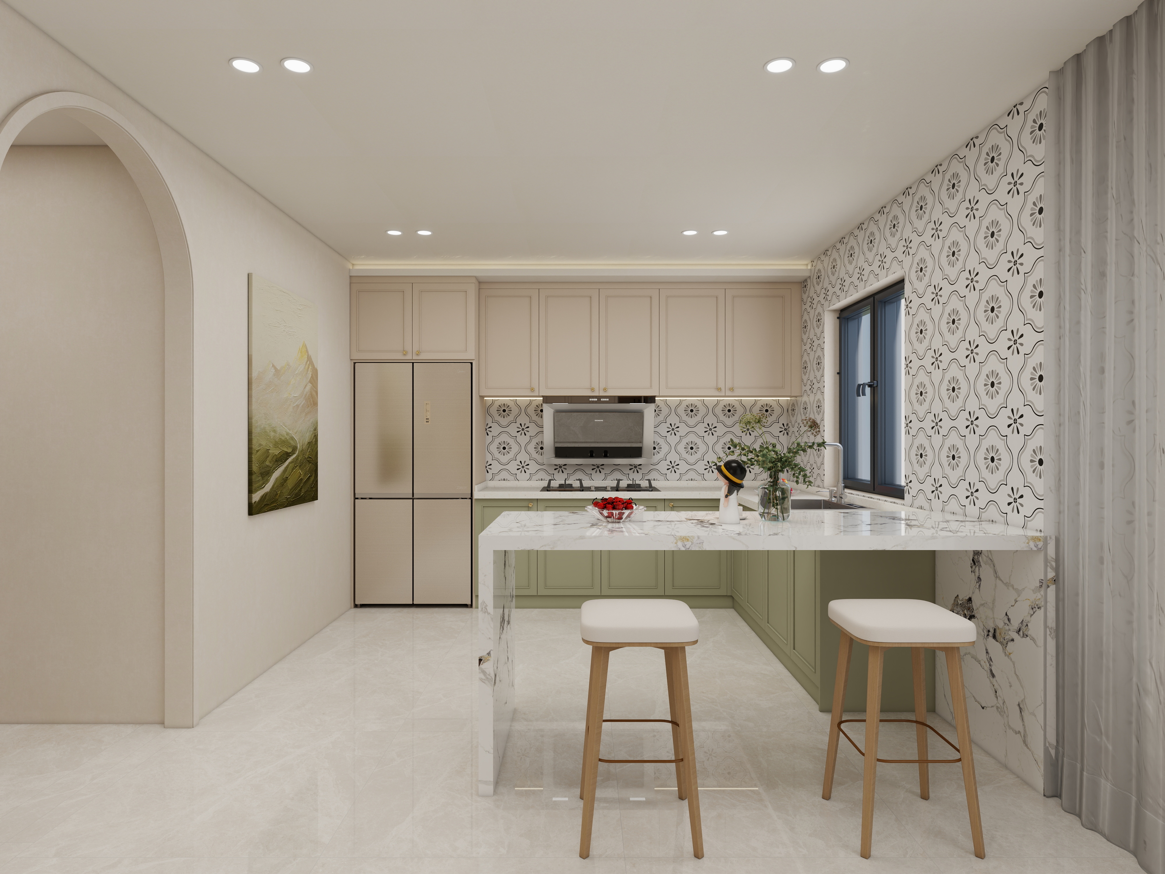 壹诺设计工作室-别墅-法式奶油装修效果图