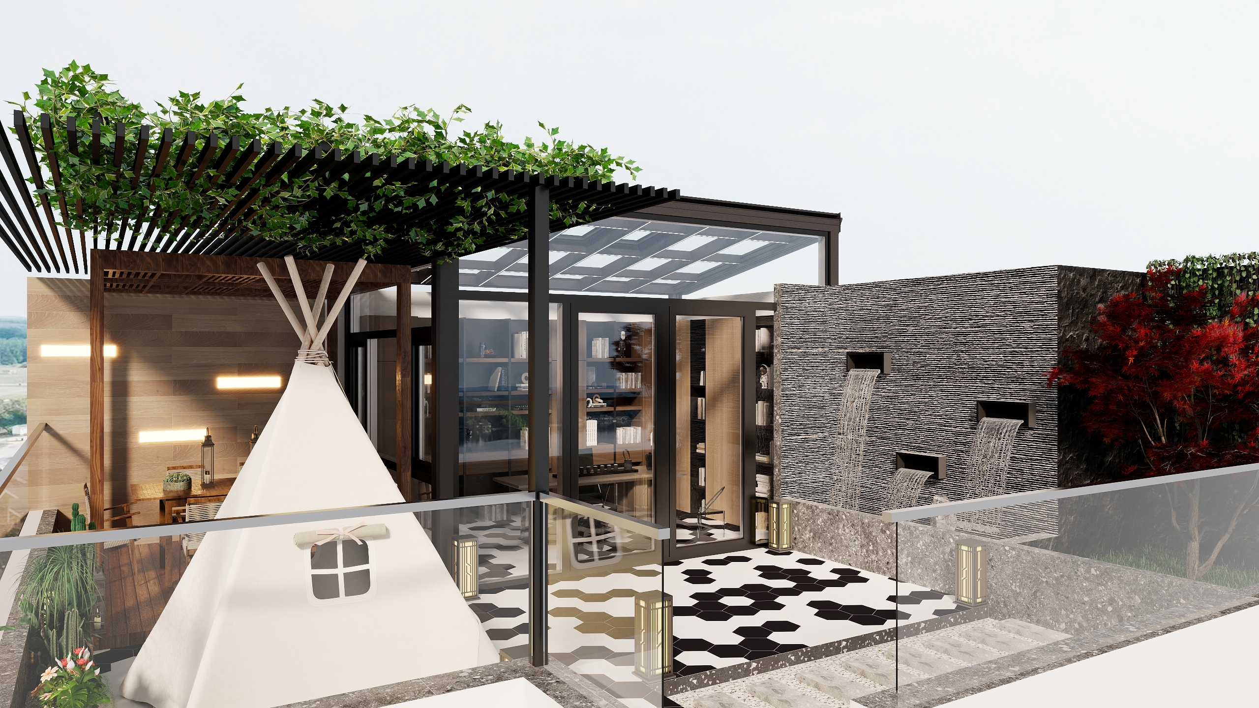 锋范空间设计事务所-金龙星岛顶楼花园-装修设计方案