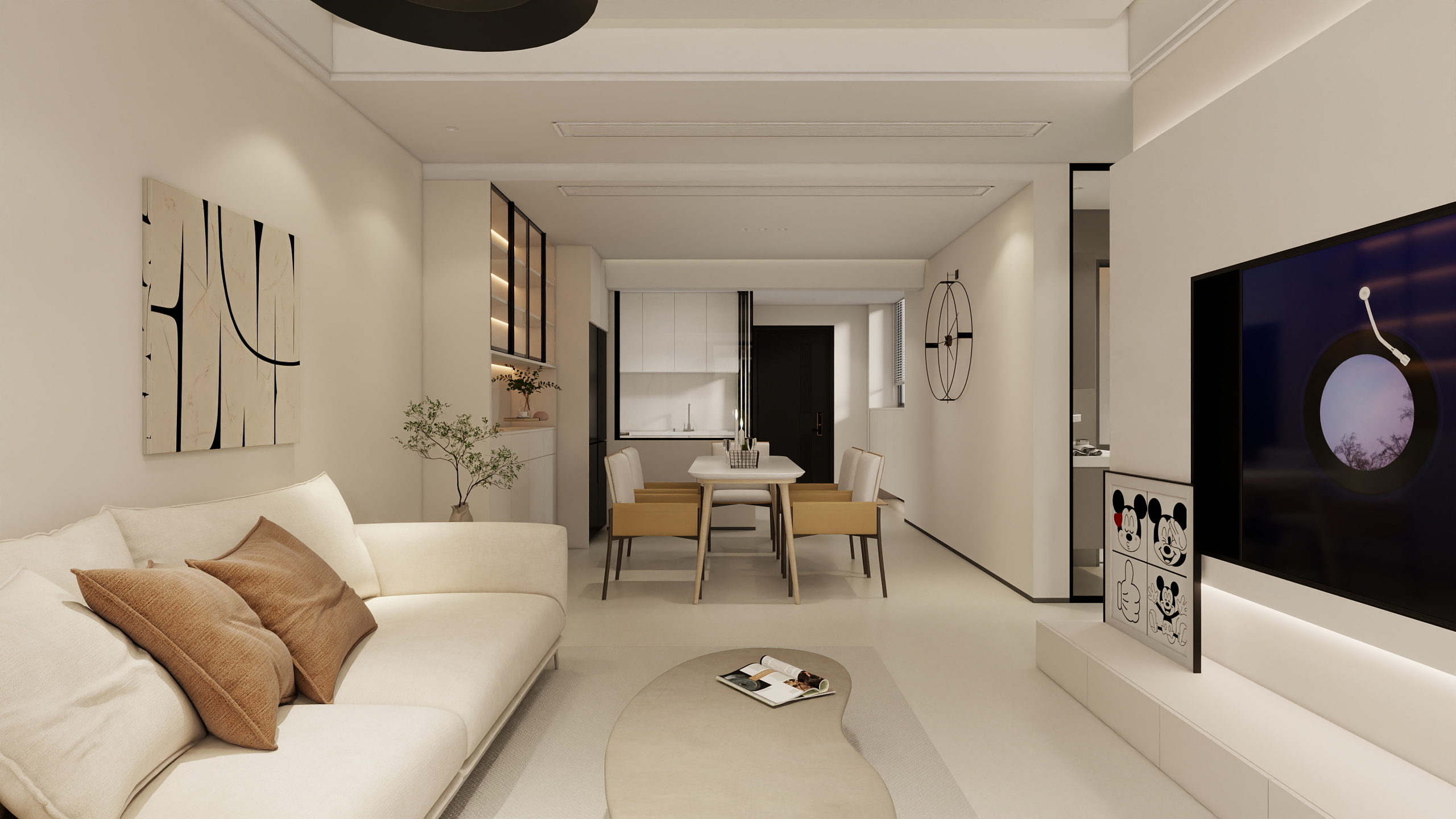 李青越-89方奶油两居室样板间装修效果图