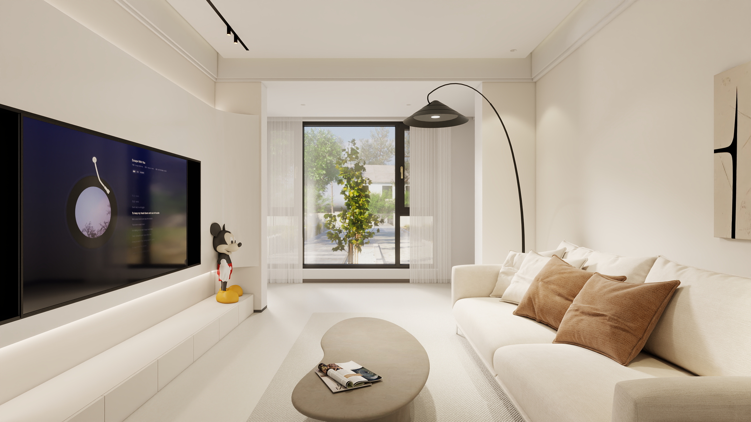 李青越-89方奶油两居室样板间装修效果图