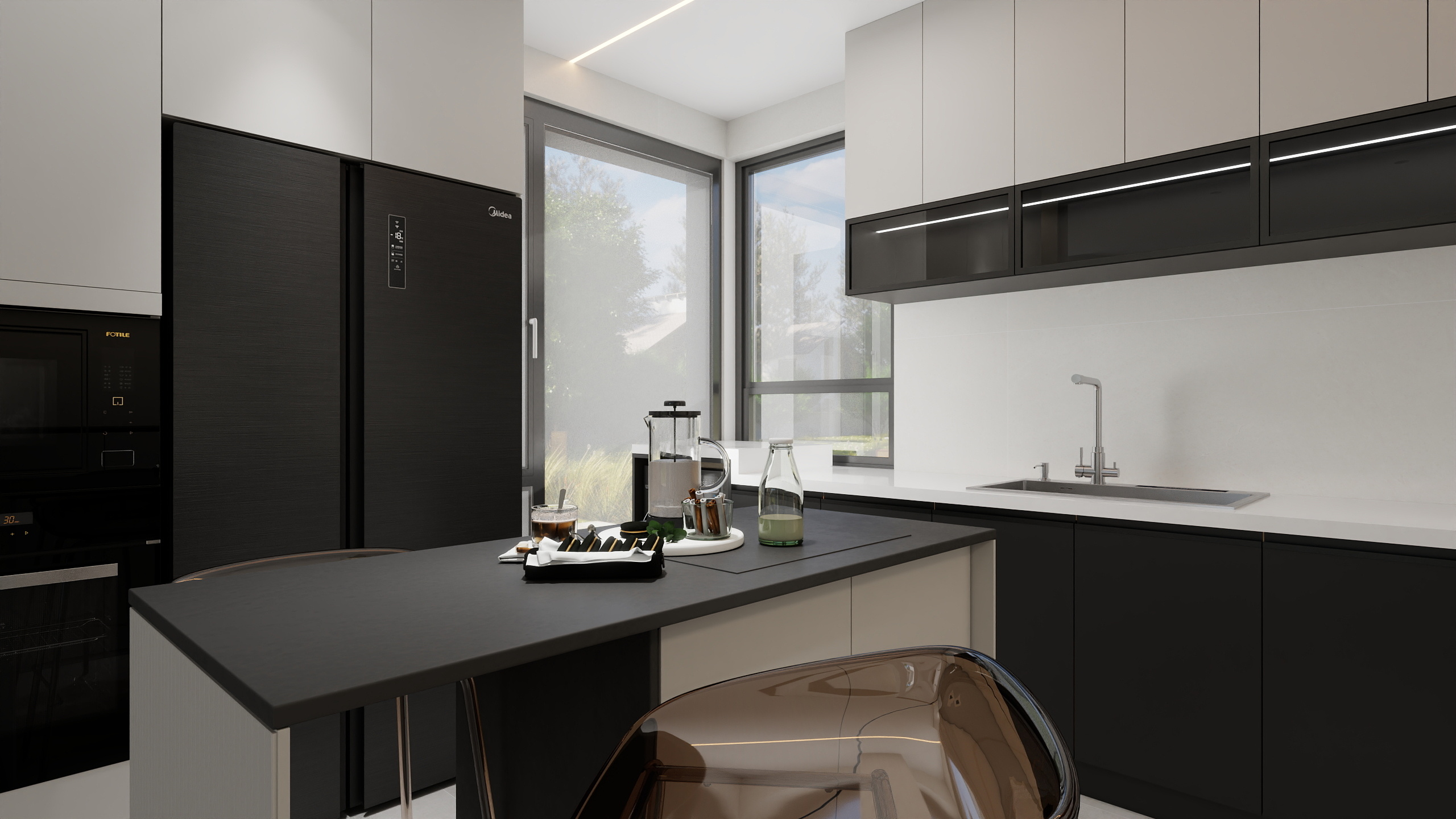 李青越-三层诧寂轻奢风样板间装修效果图