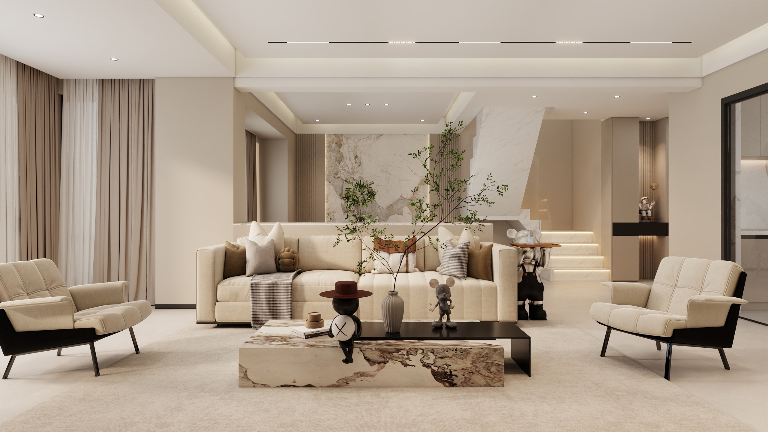 李青越-146方现代风格复式样板间装修效果图