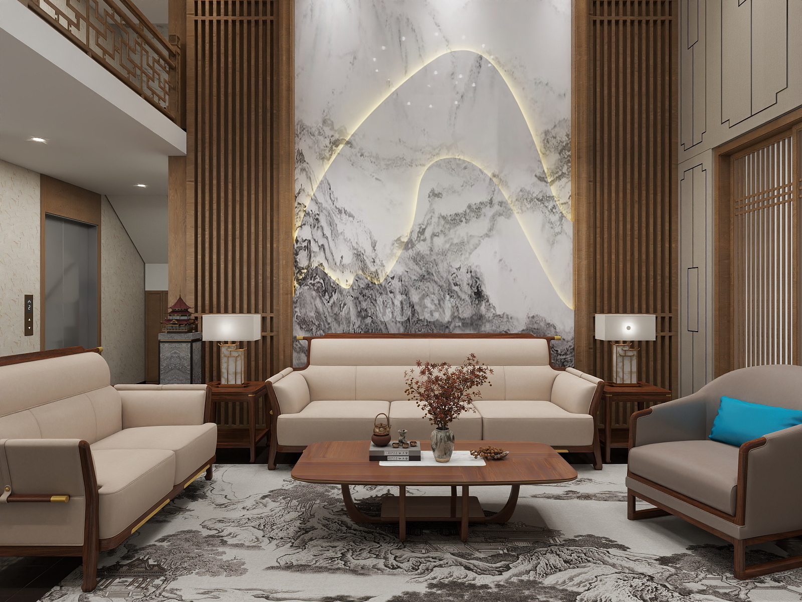 湛智华-新中式别墅两层155平装修效果图