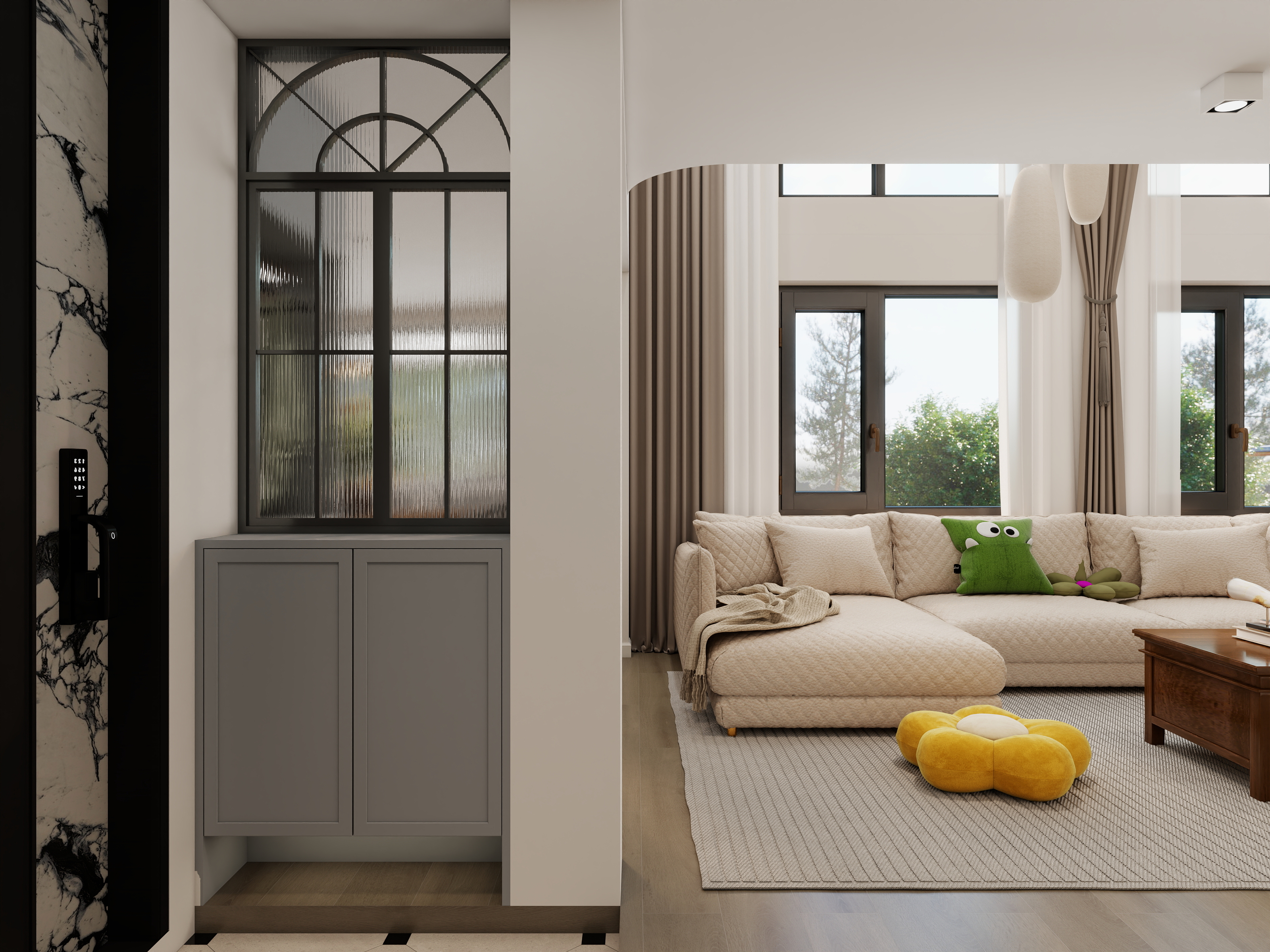 李青越-120方美式混搭风格复式样板间装修效果图