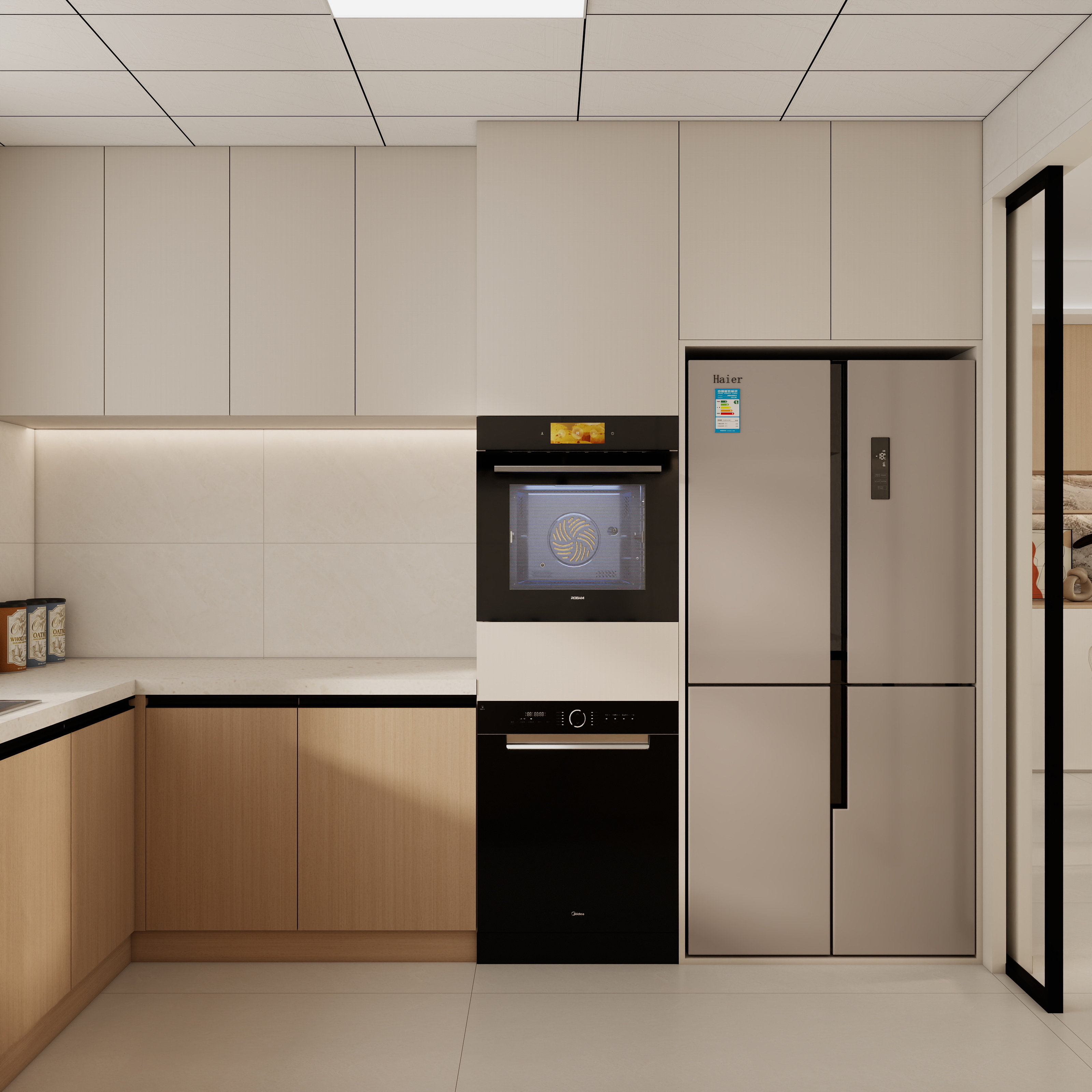 李青越-144方原木奶油风格三居室样板间装修效果图