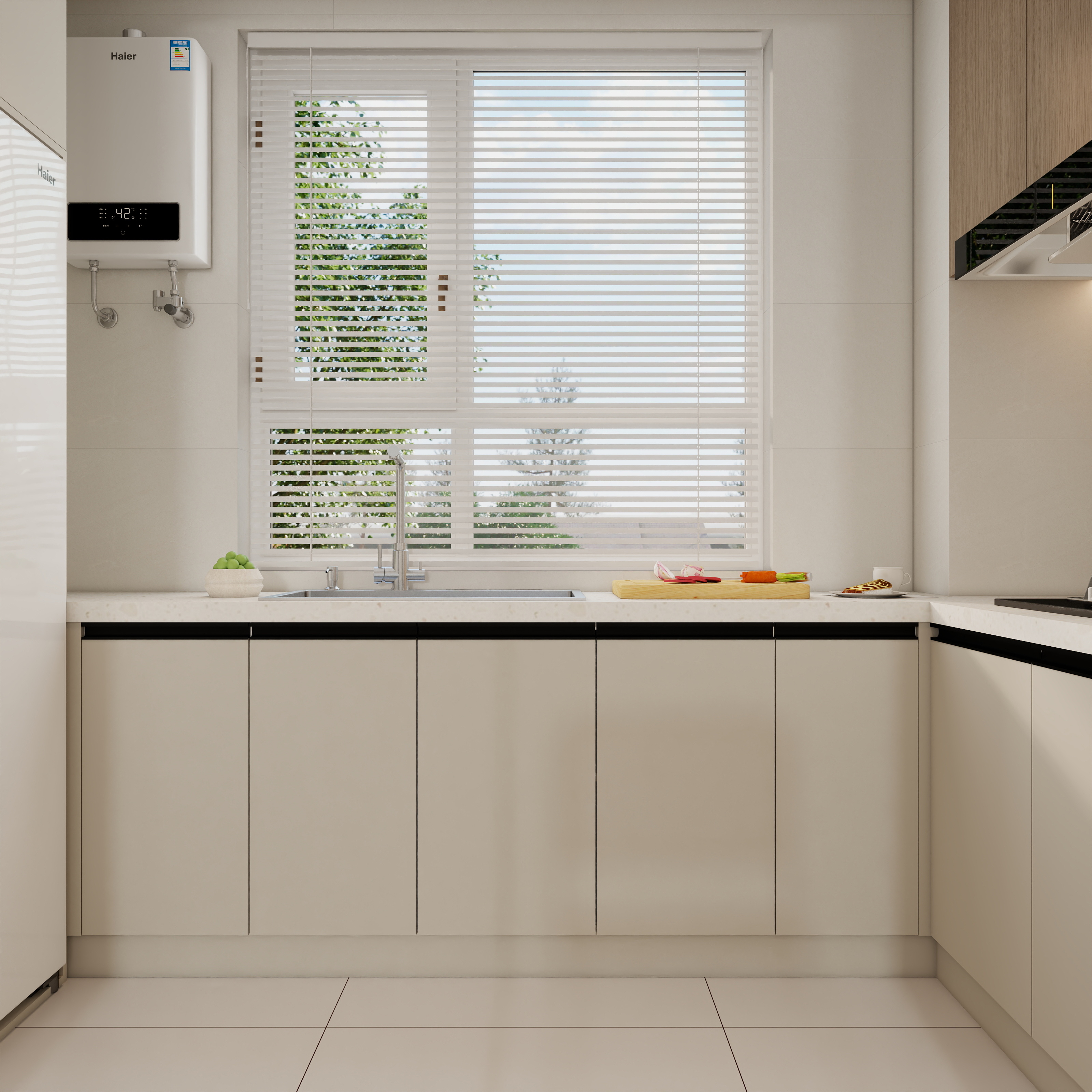 李青越-100方原木奶油风格三居室样板间装修效果图