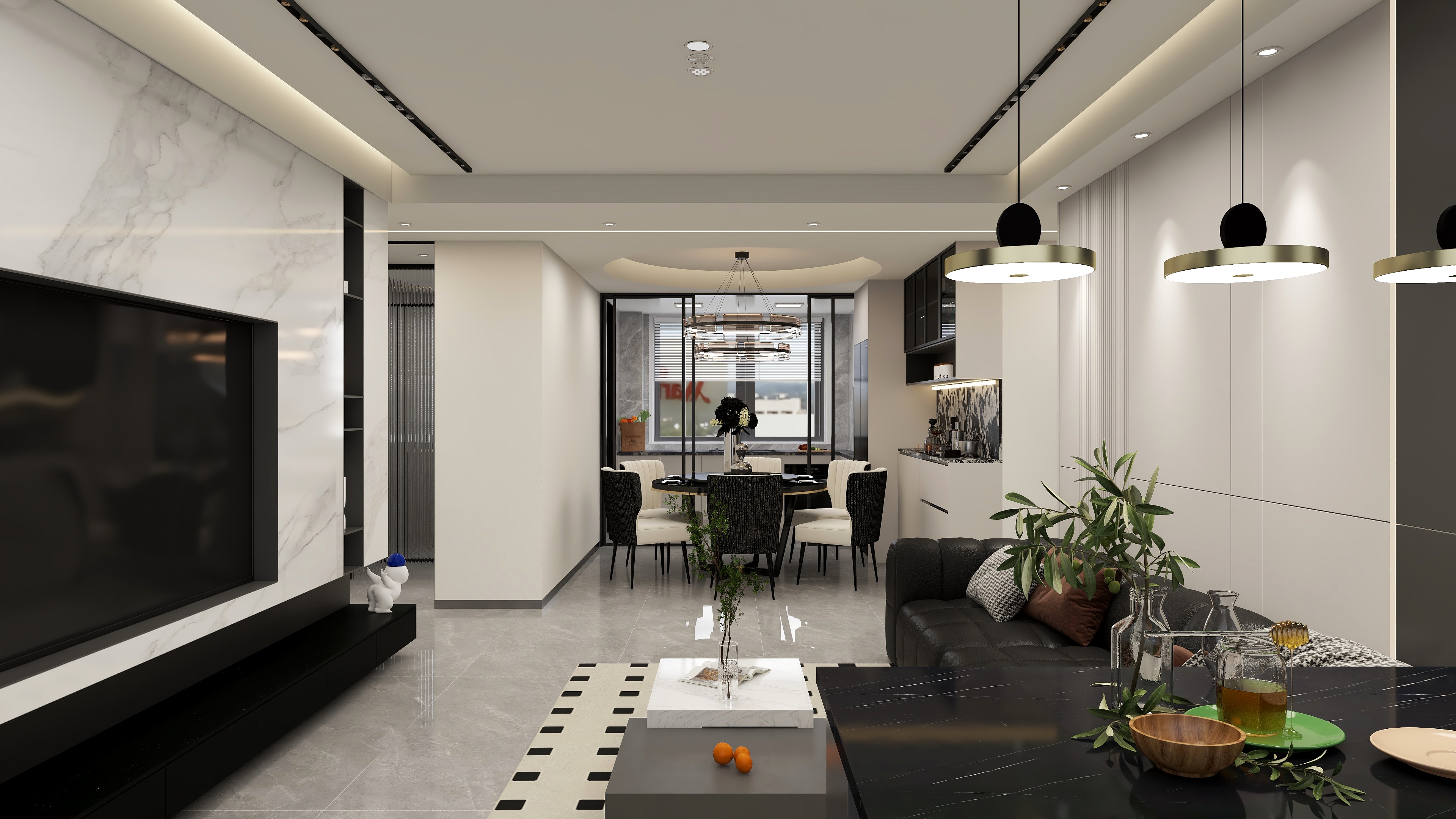 MZ空间设计-120平黑白灰现代简约风-装修设计方案