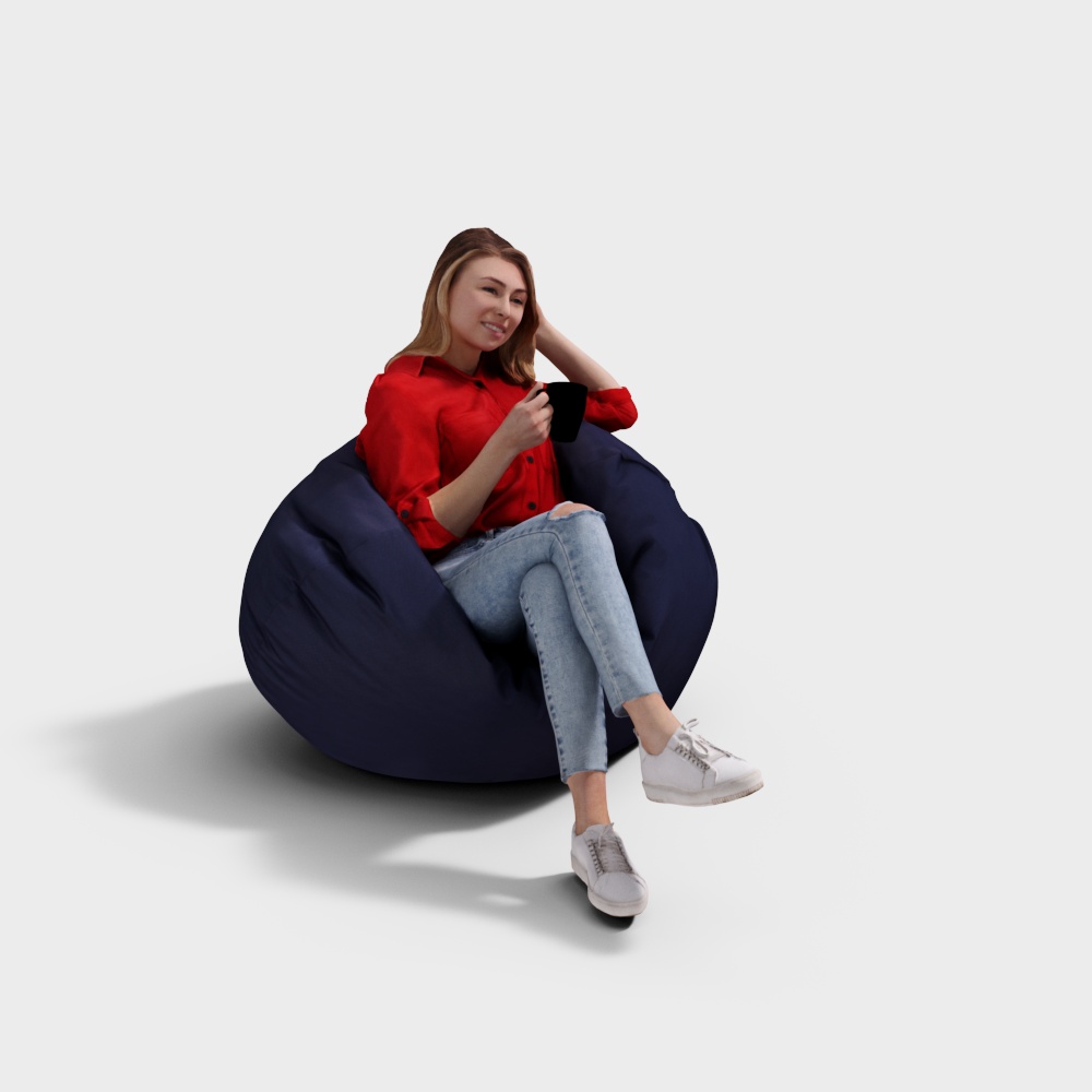现代坐姿女性3D模型