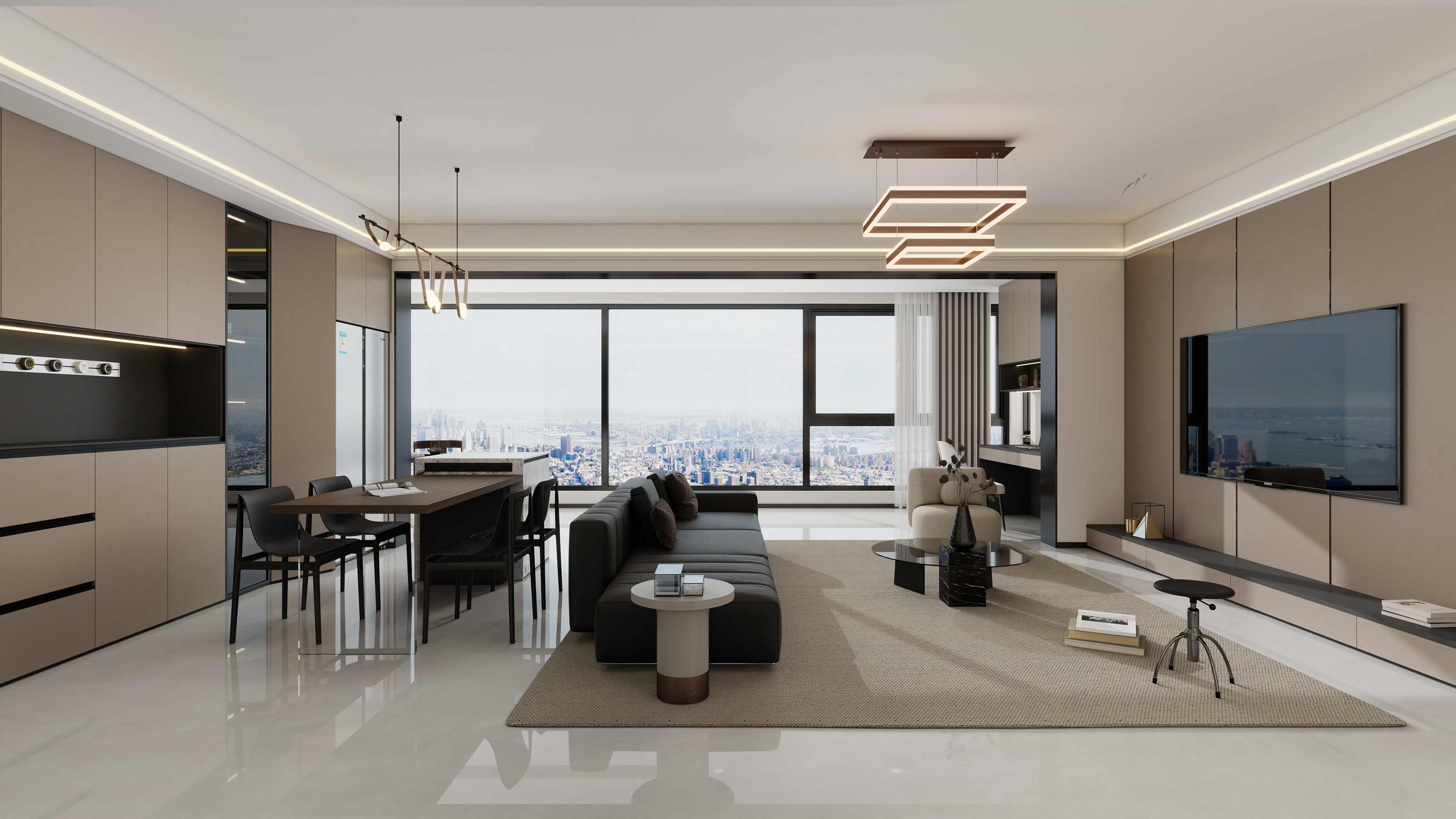 星空设计500一套-现代轻奢170㎡4室装修效果图