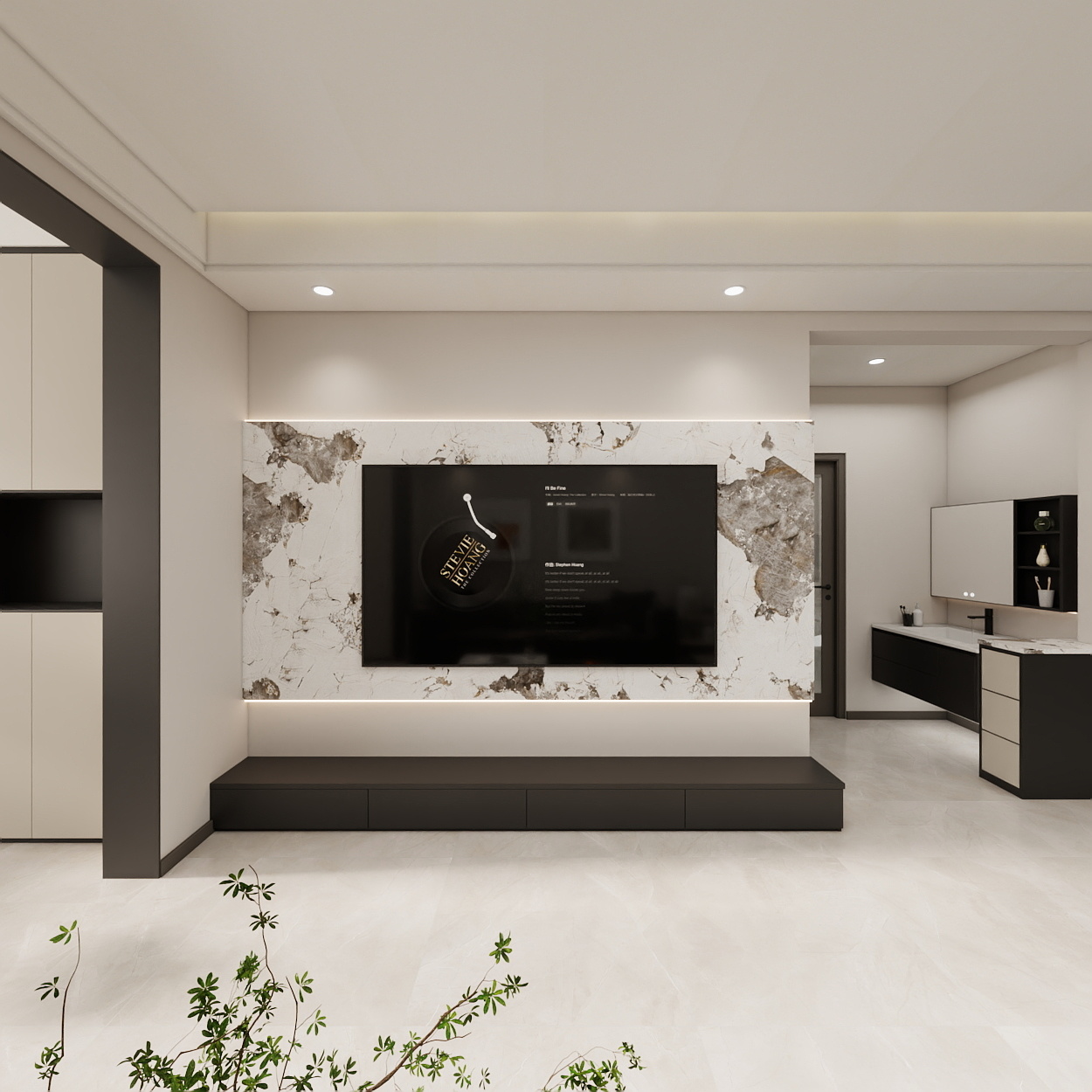 壹诺设计工作室-107㎡3室-现代简约  一层客餐厅装修效果图第4张