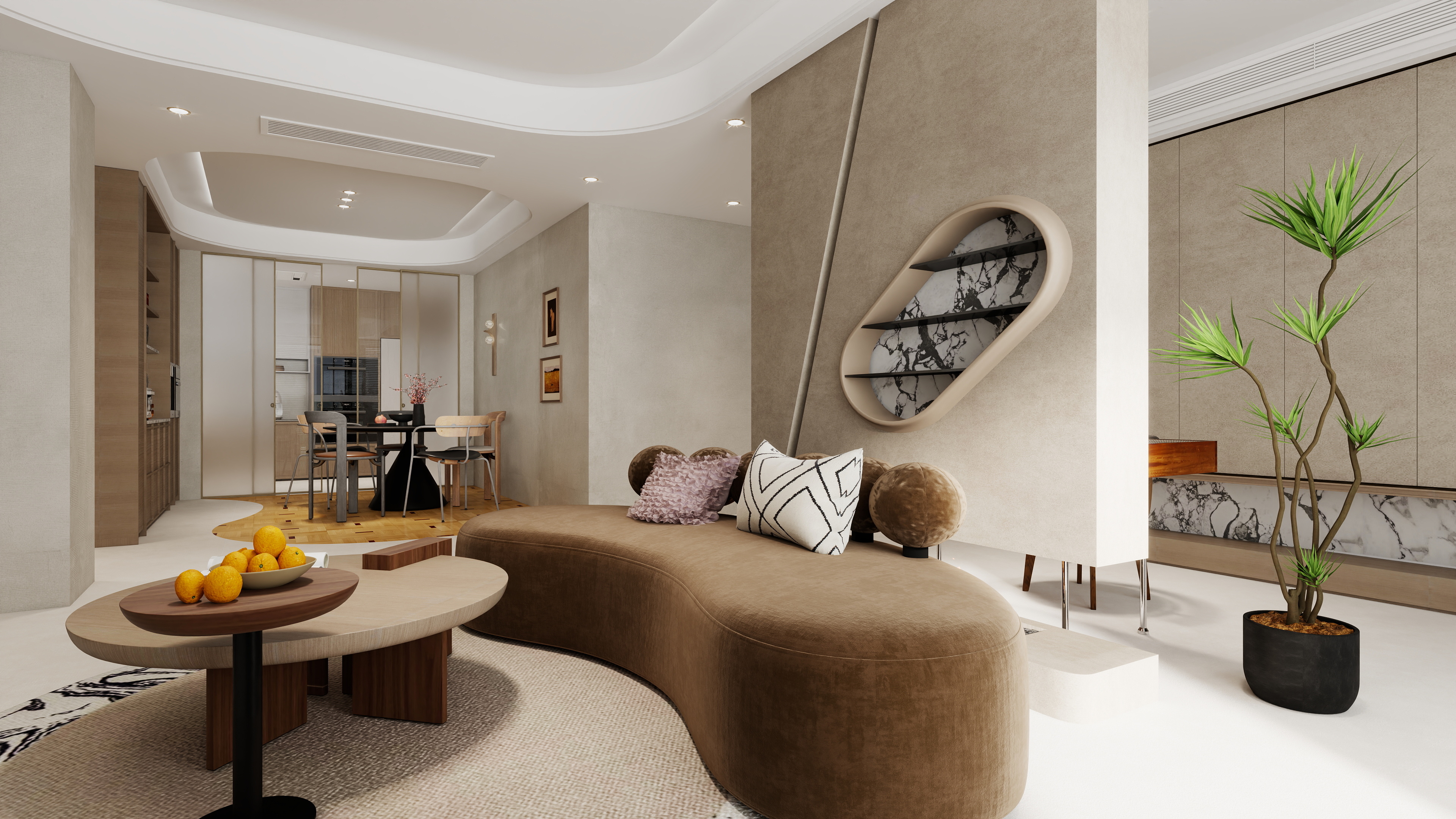 大金空调官方-奶油梦境：170平米流动空间，静谧时光与智能生活的艺术交响装修效果图