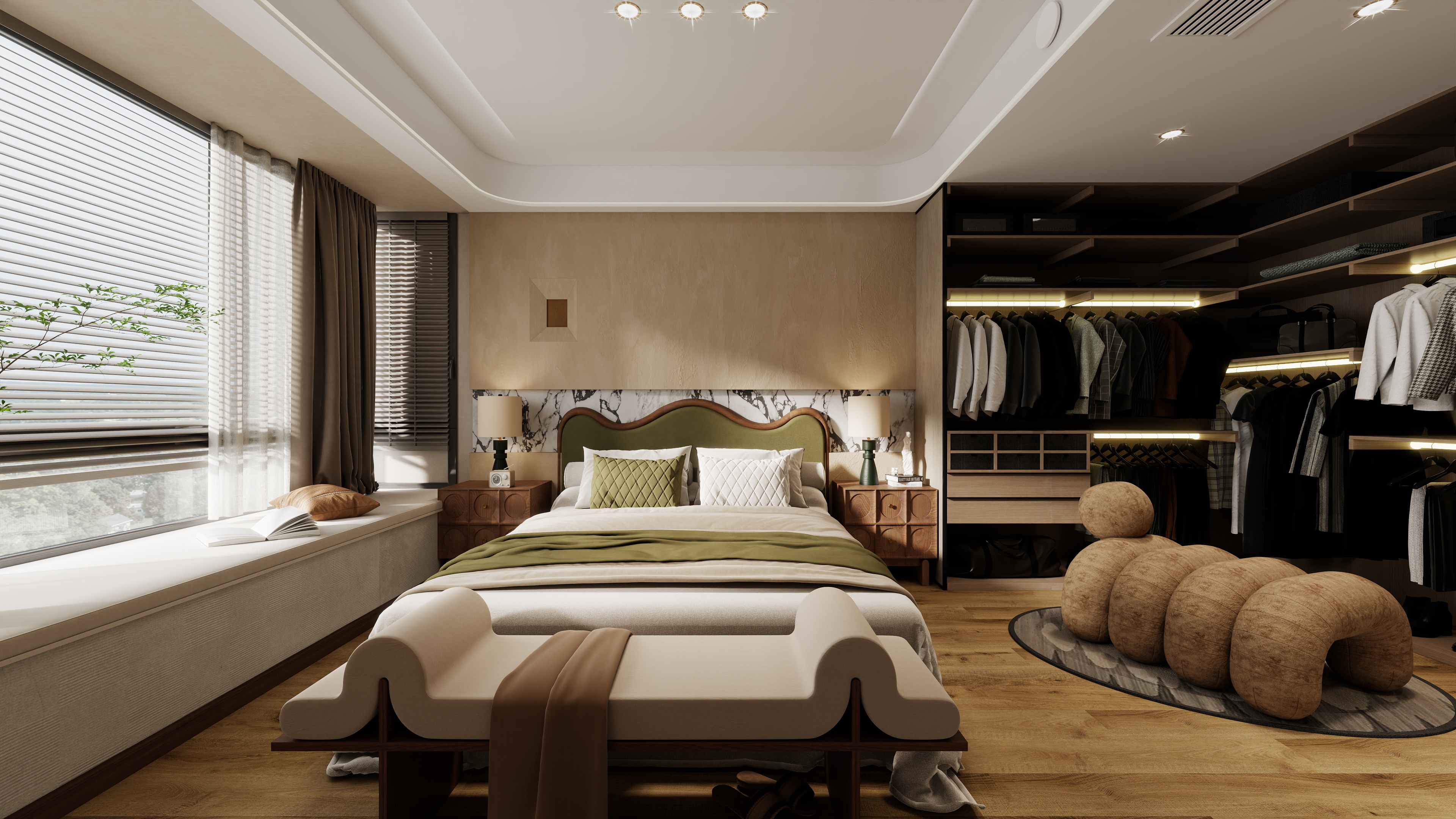 大金空调官方-奶油梦境：170平米流动空间，静谧时光与智能生活的艺术交响装修效果图