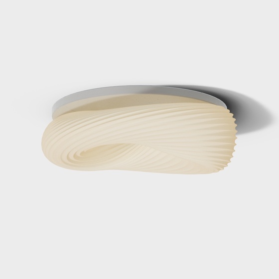 Modern Cream-Style Ceiling Lamp 3D Model in Golden Finish
