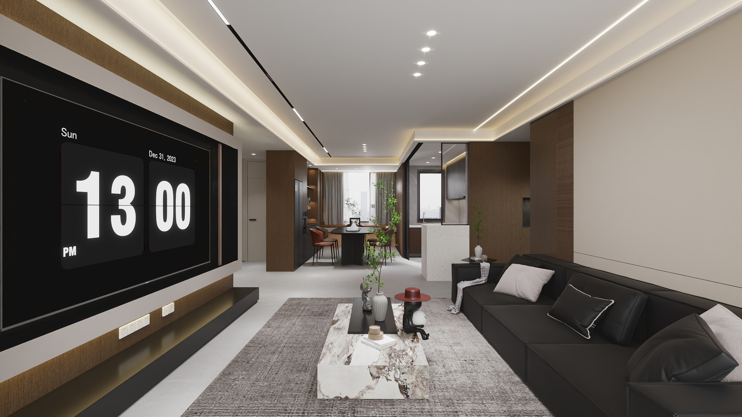 杨大菇凉-揽月府122平四居室现代意式风格装修效果图