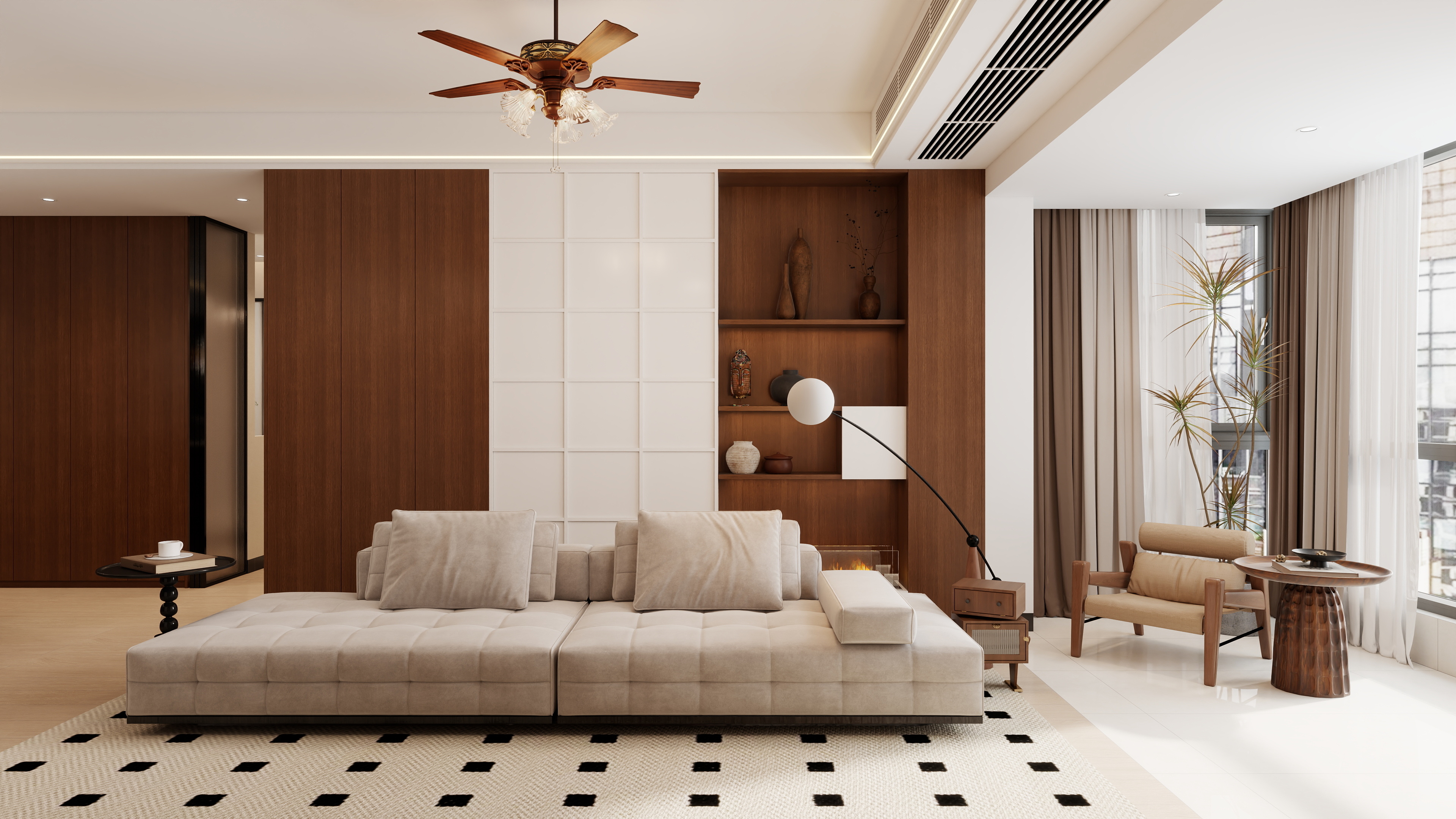 YZXDesign-91m²——现代中古风装修效果图