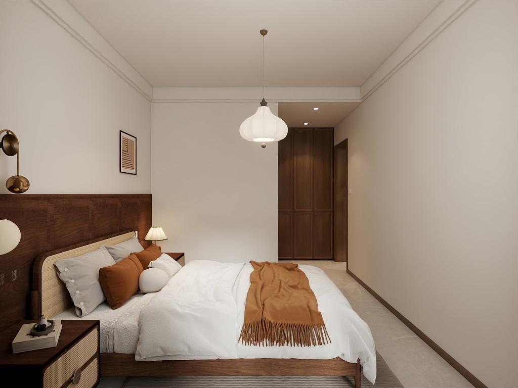 设计师小烨子-中古风样板间效果图-装修设计方案