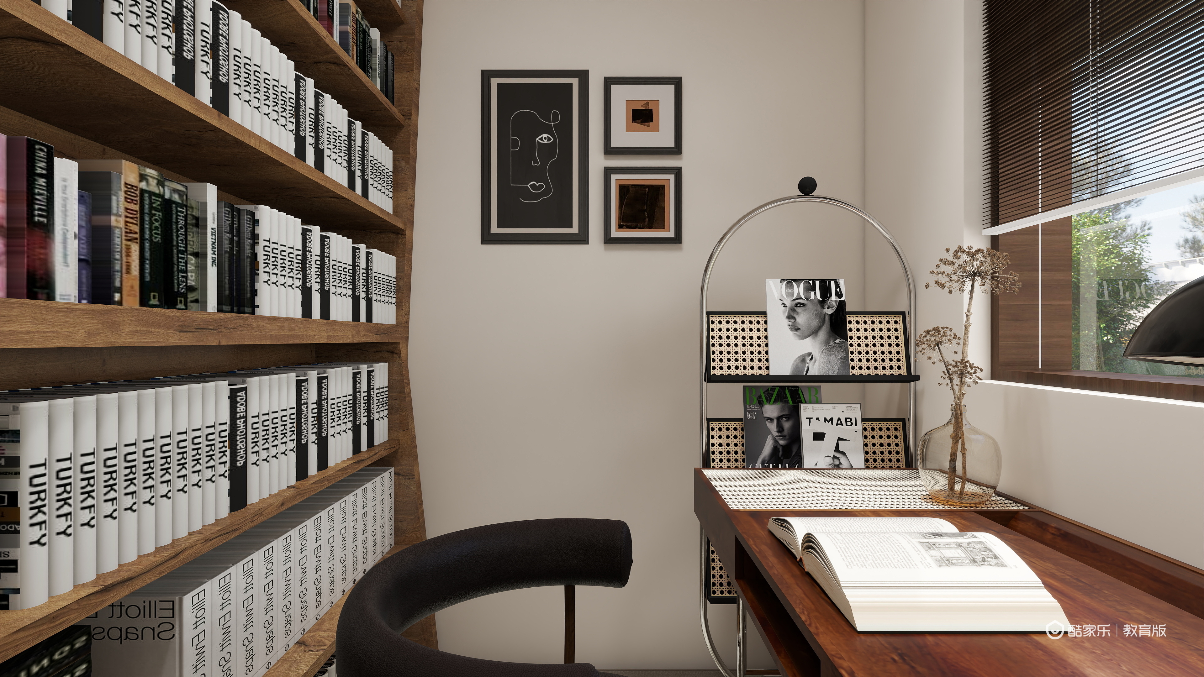 赖雨彤-弗蕾尔一层书房装修效果图第1张