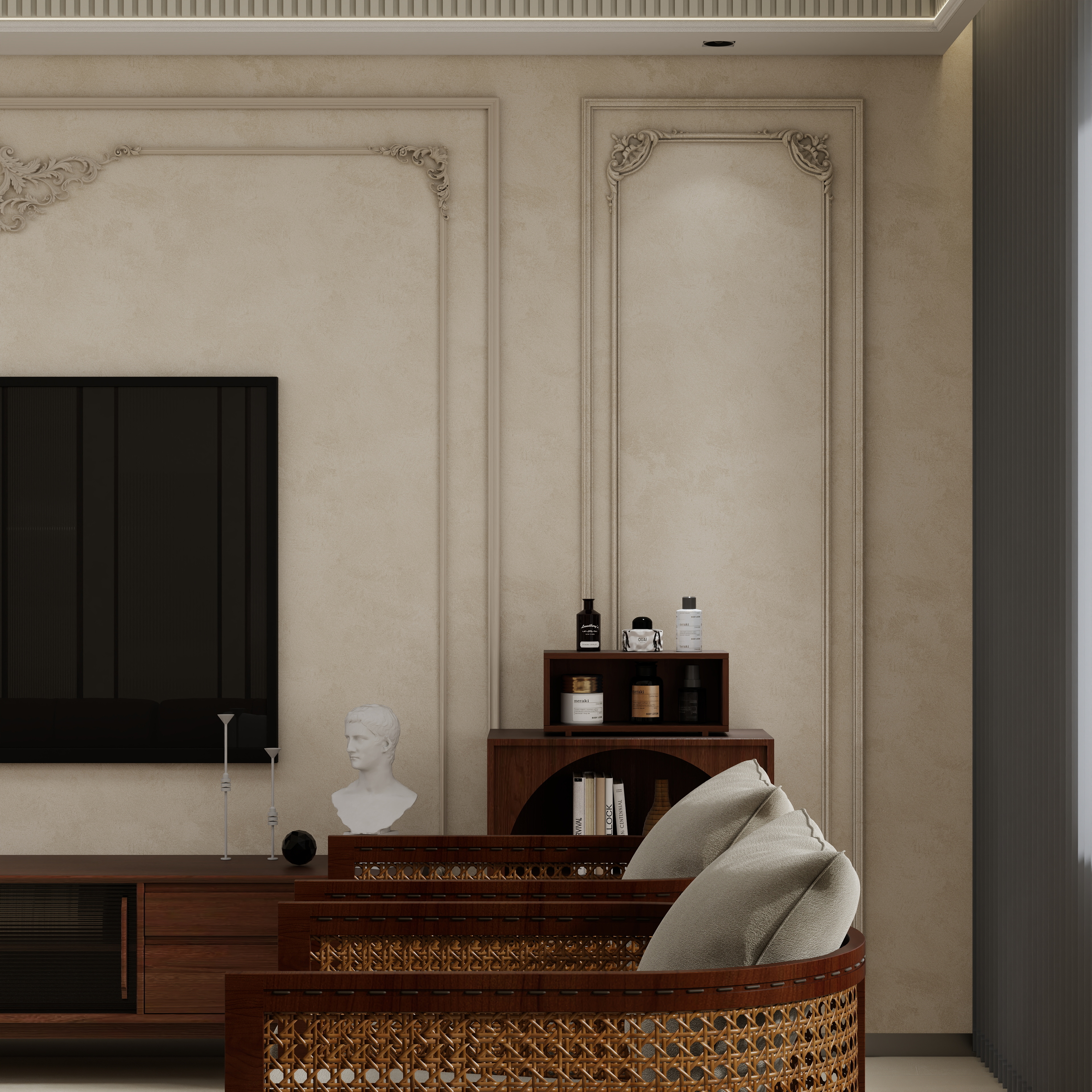 唐山设计师岳镇岭-德贤公馆140平米-中古风-装修设计方案