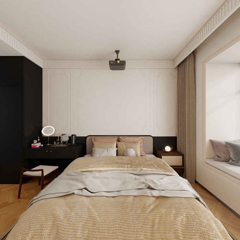 乐屋装饰.-南湖新城118㎡3室（中古风）装修效果图