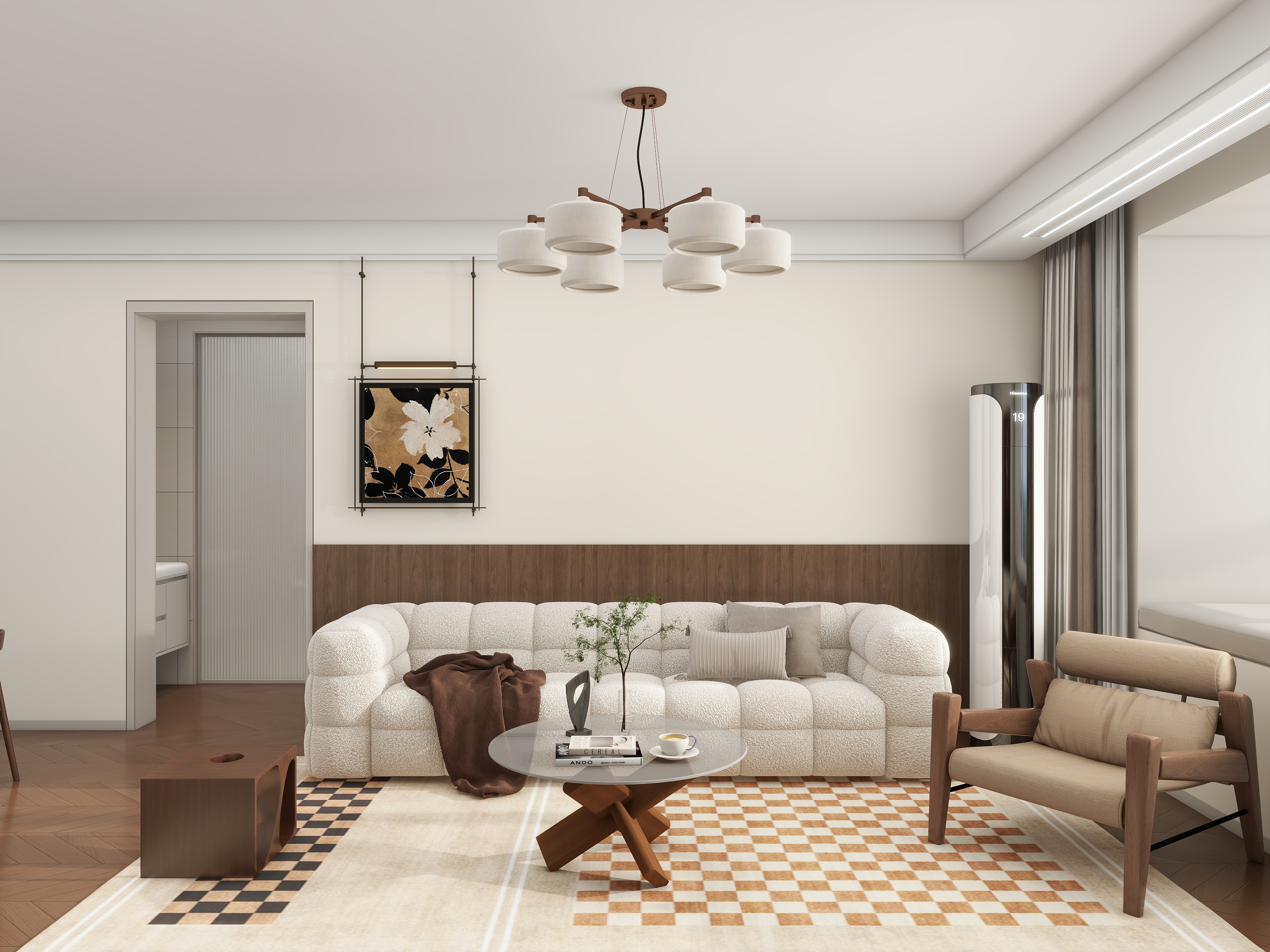 李青越-80平方中古风两居室样板间装修效果图