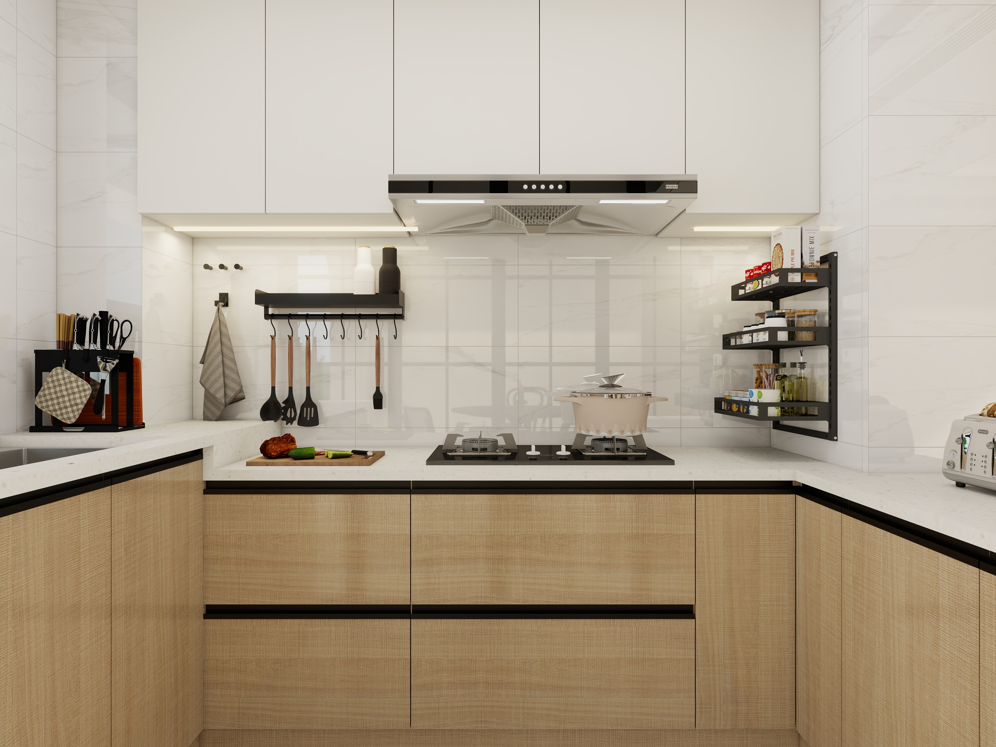 冯创飞-现代奶油风格|139㎡三居室装修效果图