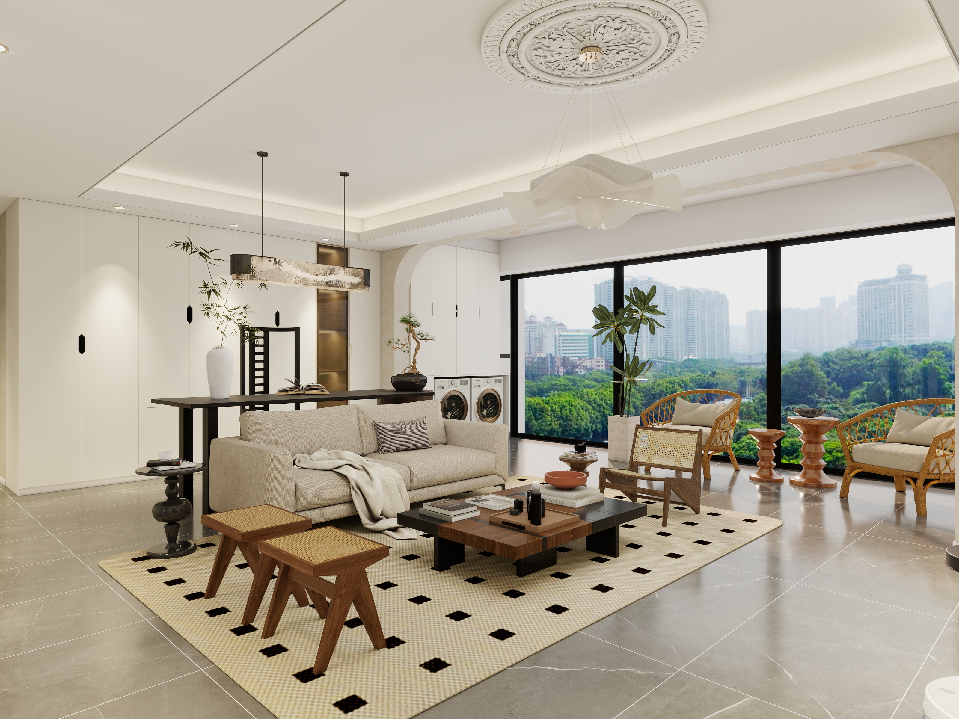 冯创飞-现代奶油风格|139㎡三居室装修效果图