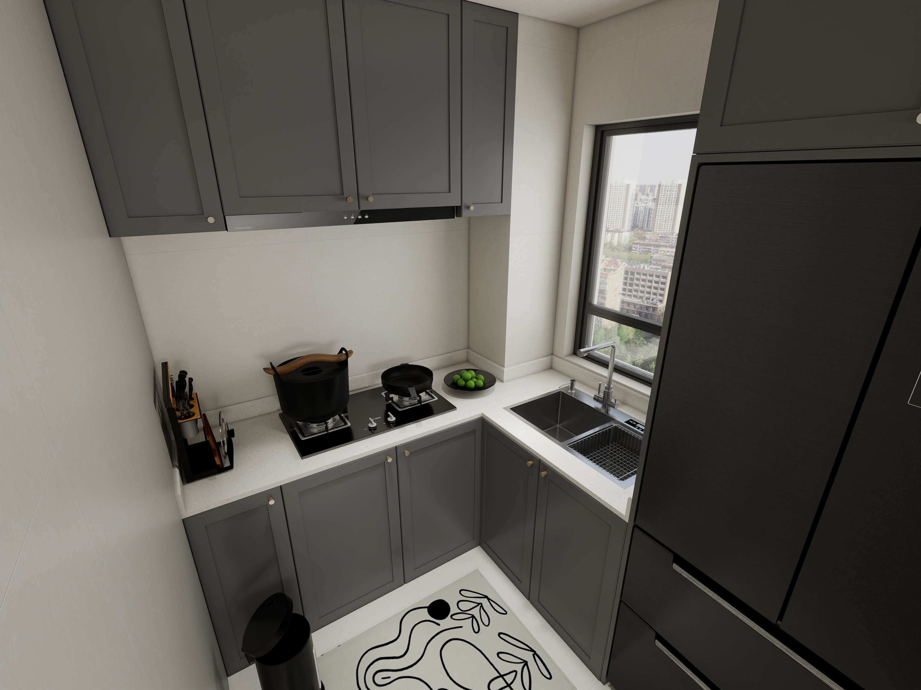 乐屋装饰.-南湖新城118㎡3室（中古风）装修效果图