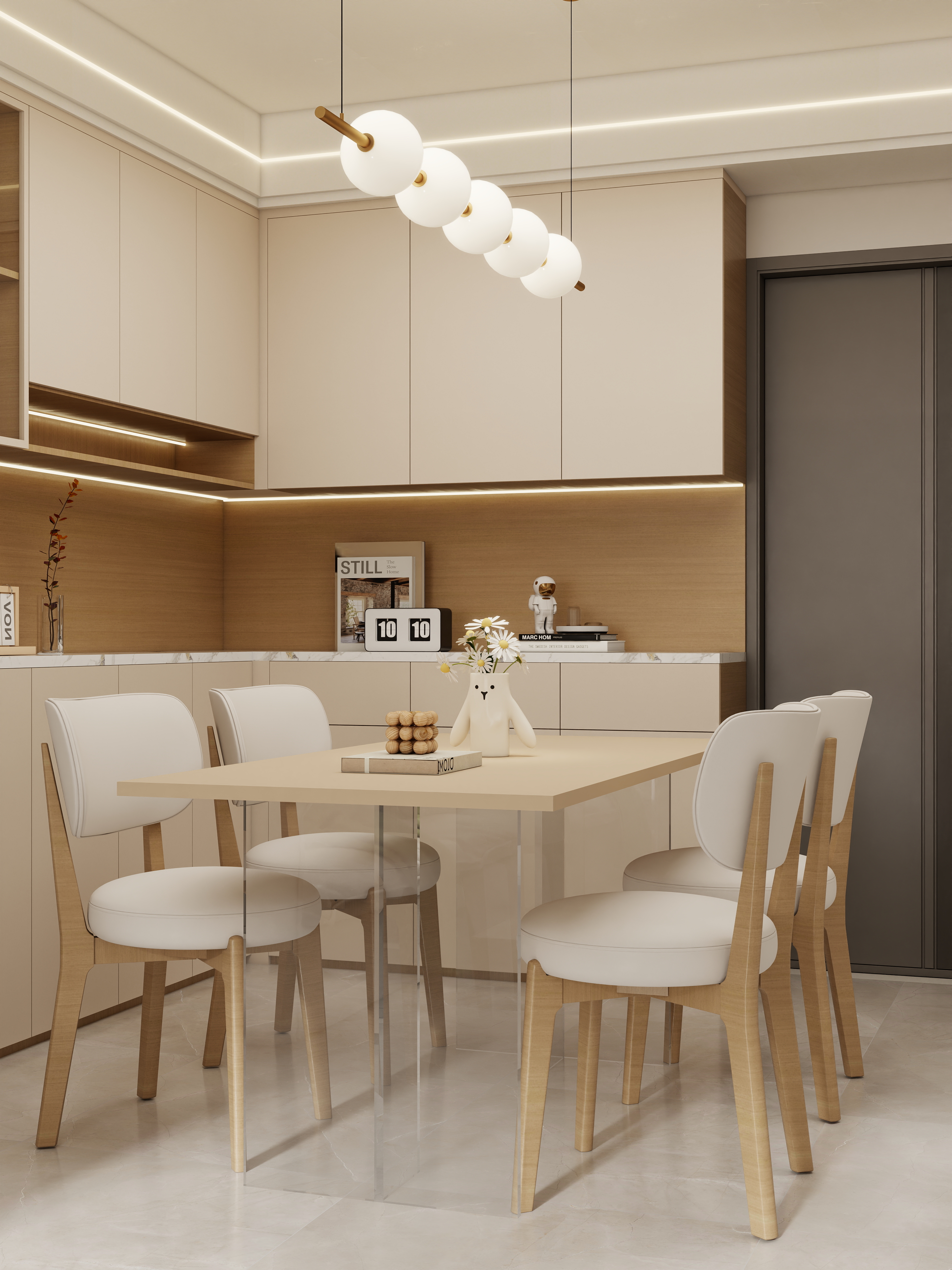 壹诺设计工作室-85㎡2室-奶油风 装修效果图