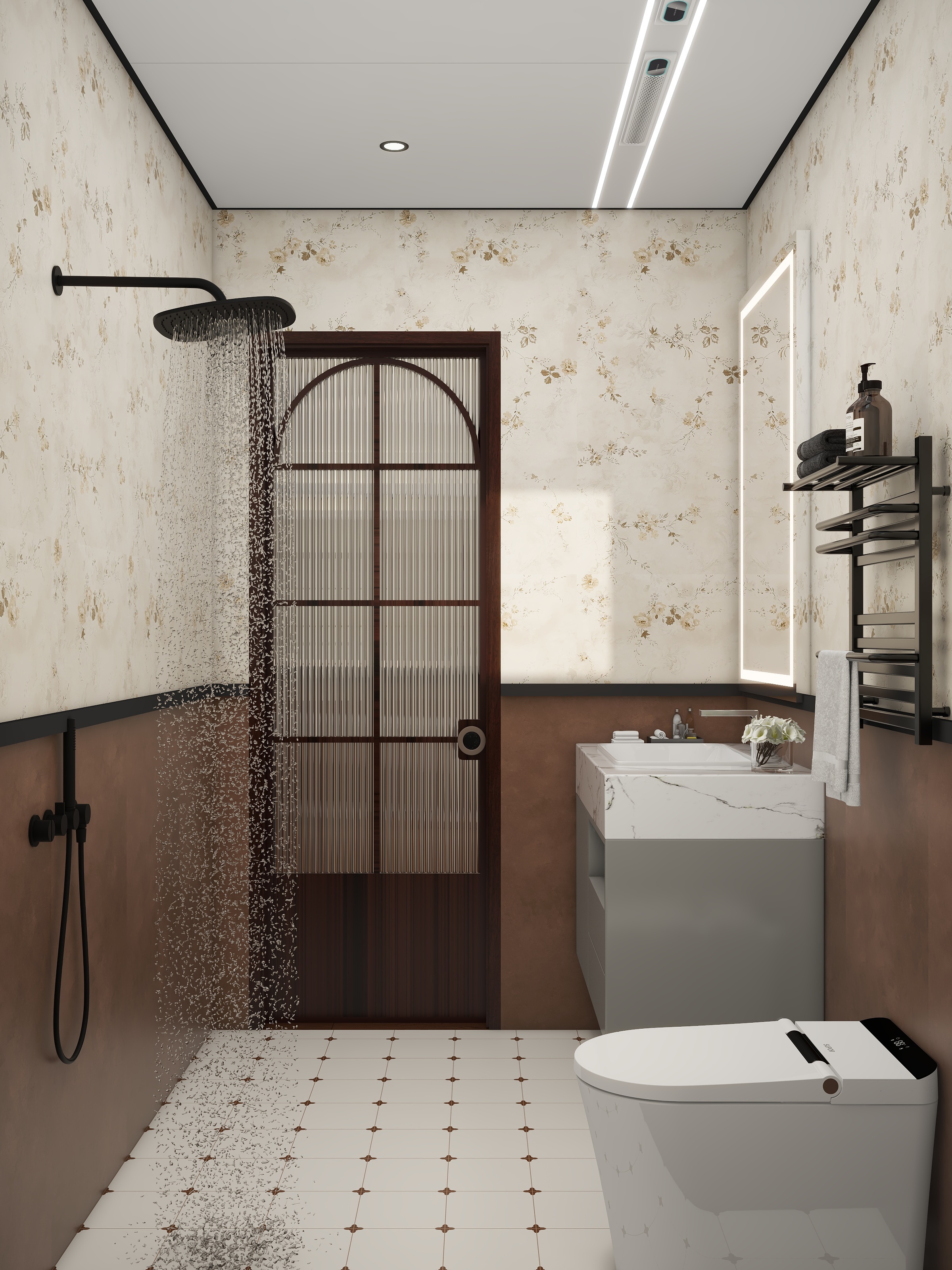 李青越-193平方美式复古五居室样板间装修效果图