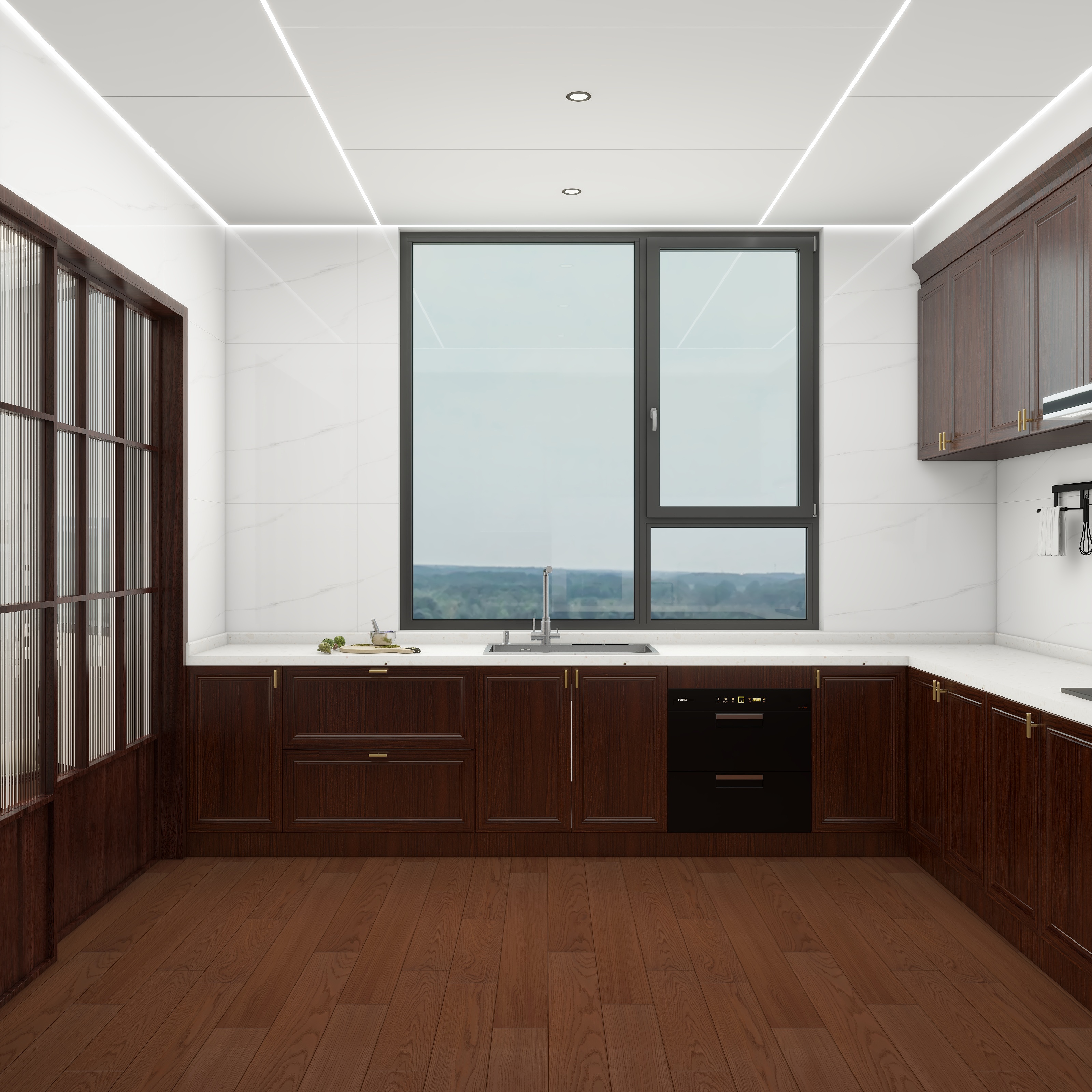 李青越-193平方美式复古五居室样板间装修效果图