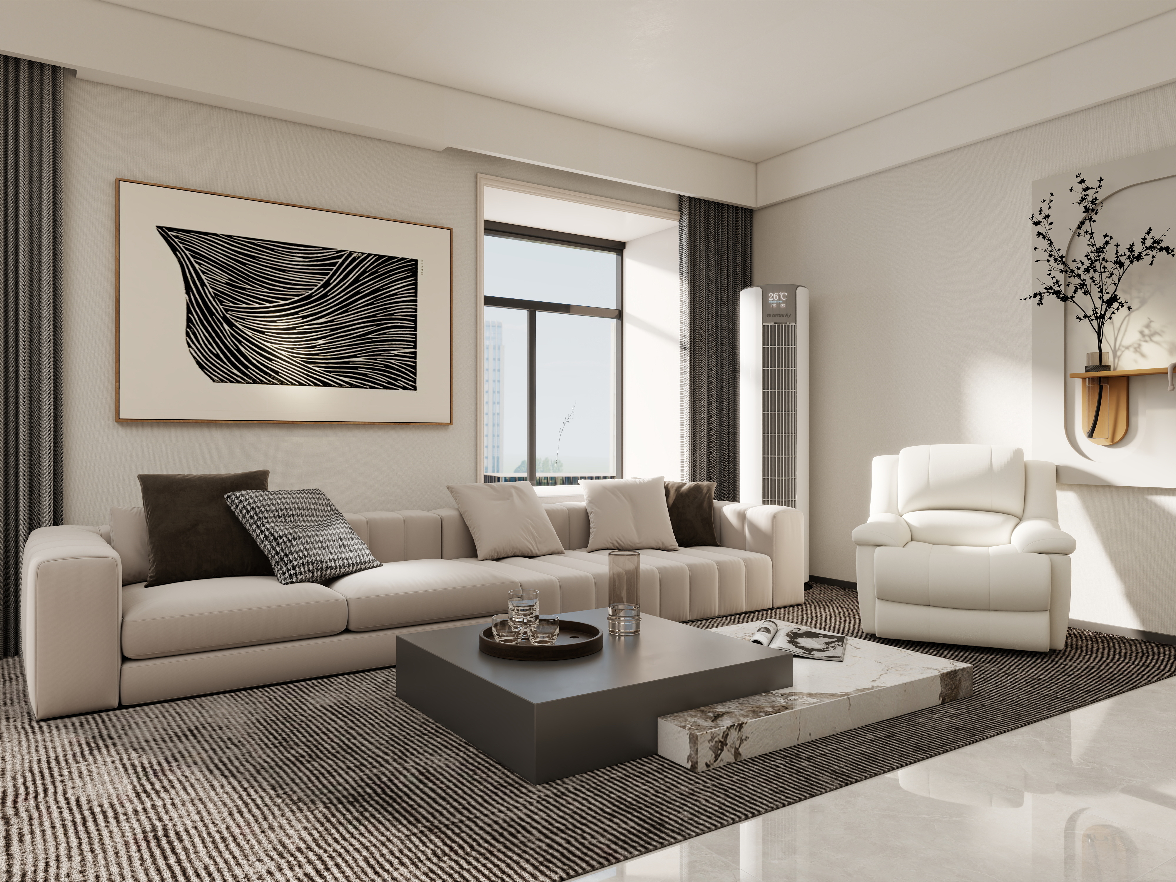 壹诺设计工作室-115㎡3室-现代简约 装修效果图