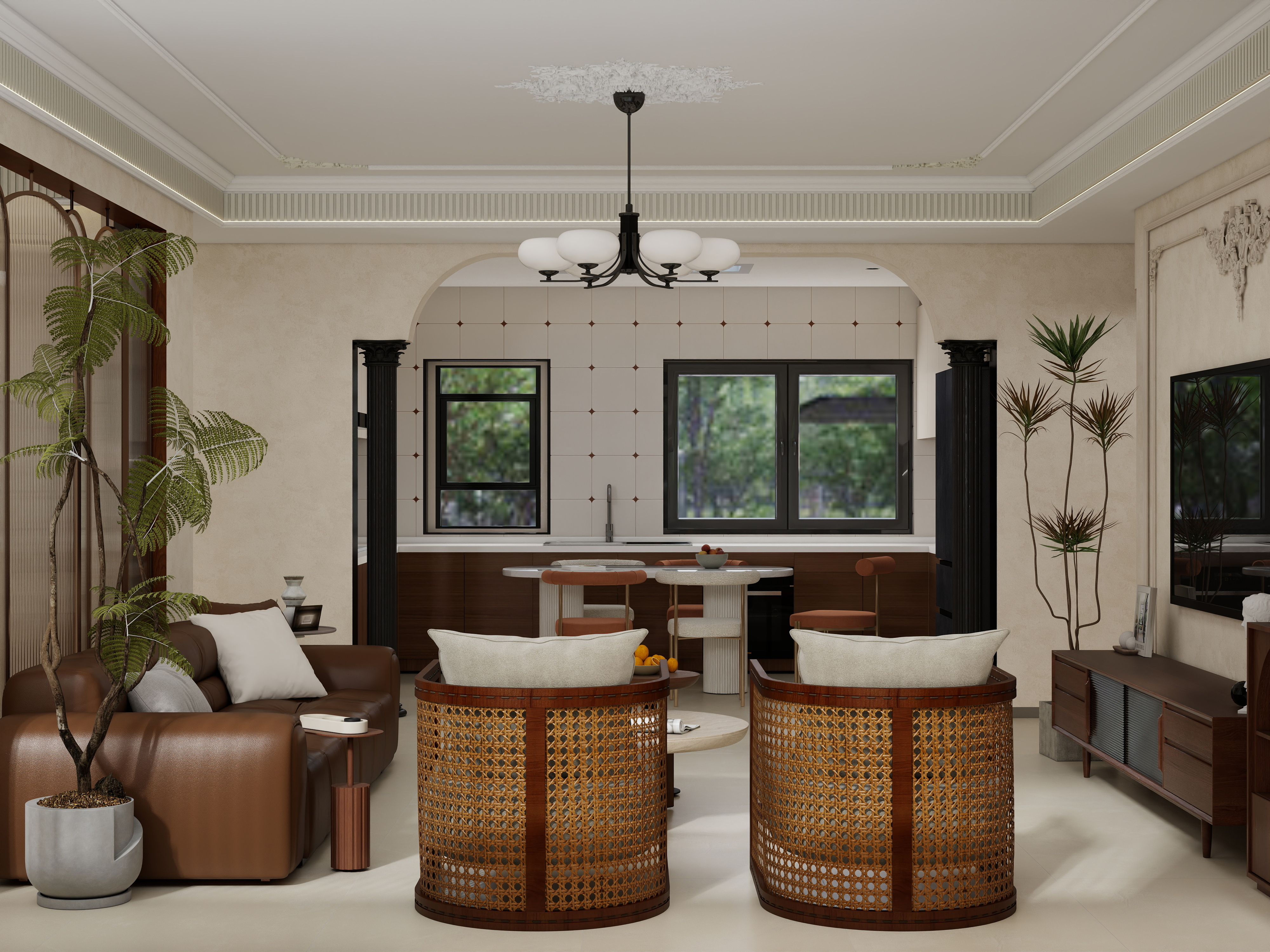 唐山设计师岳镇岭-德贤公馆140平米-中古风装修效果图