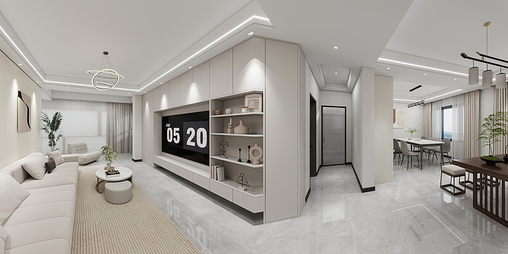 陈皮糖~-现代简约客餐厅-装修设计方案