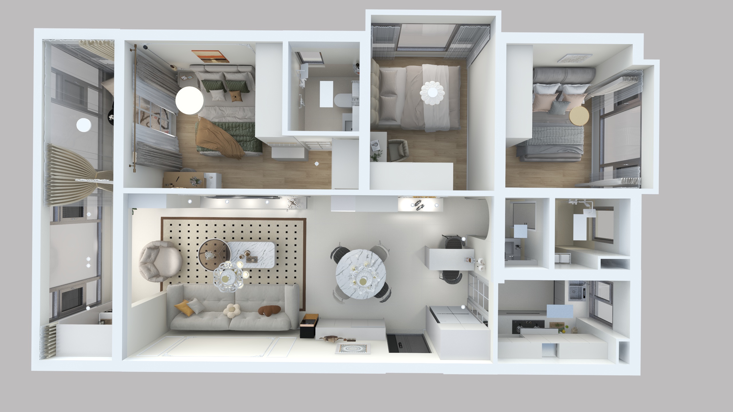 设计师汤大王-书香府B户型108㎡案2法式奶油风格-装修设计方案