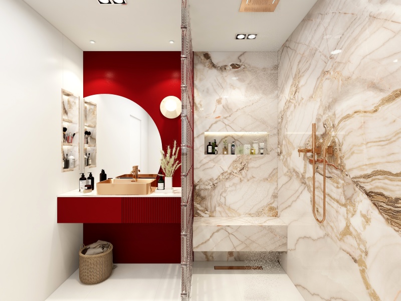 Modern Bathroom Design Ideas in Red
