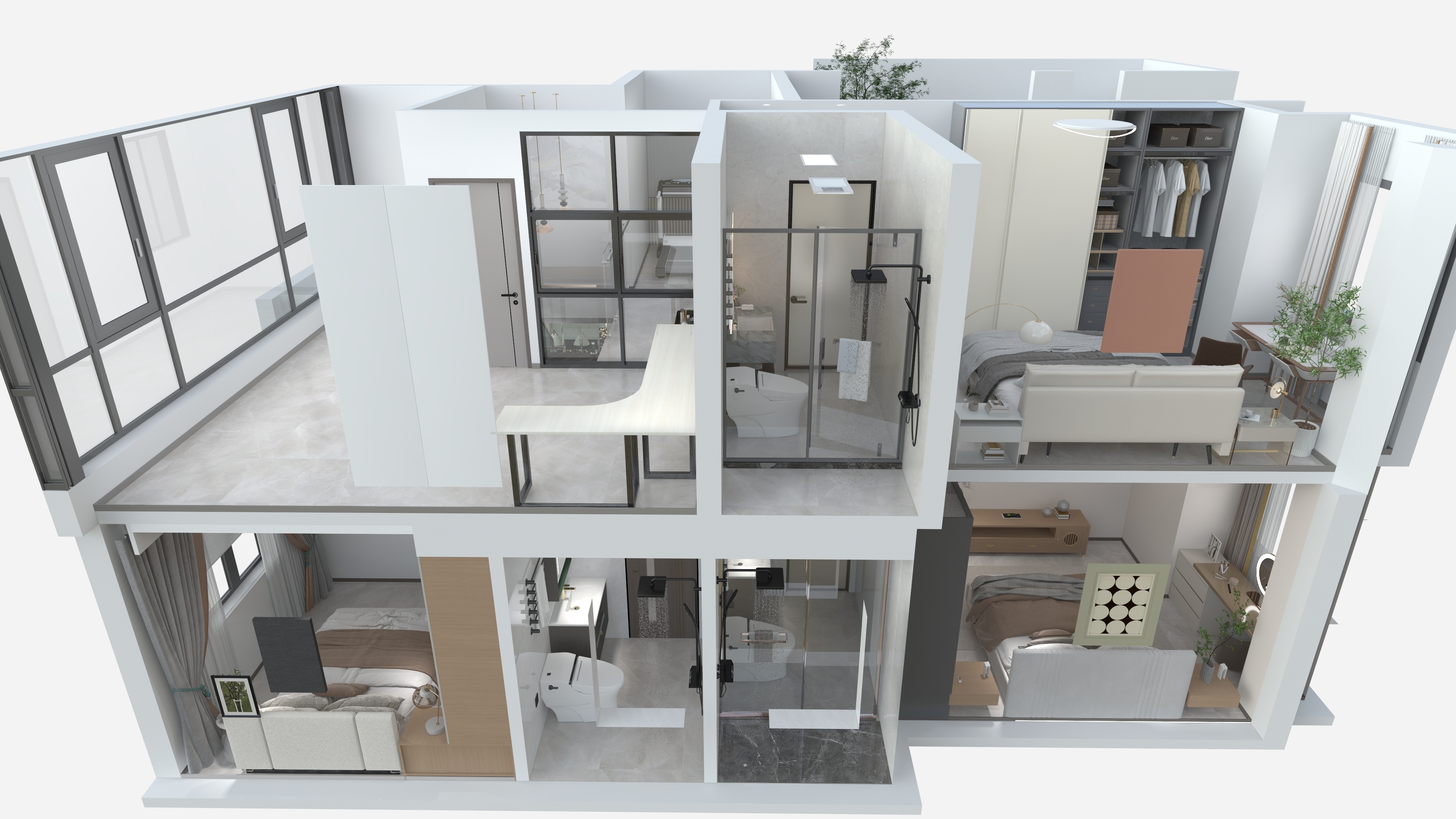 陕西弘奕尚建筑工程有限公司-蓝湖九郡32楼复式-装修设计方案