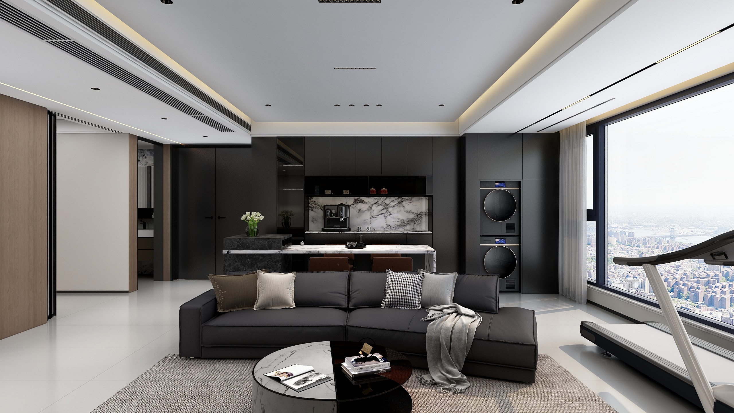 SSS室内设计-宽厅黑色系140m²-装修设计方案