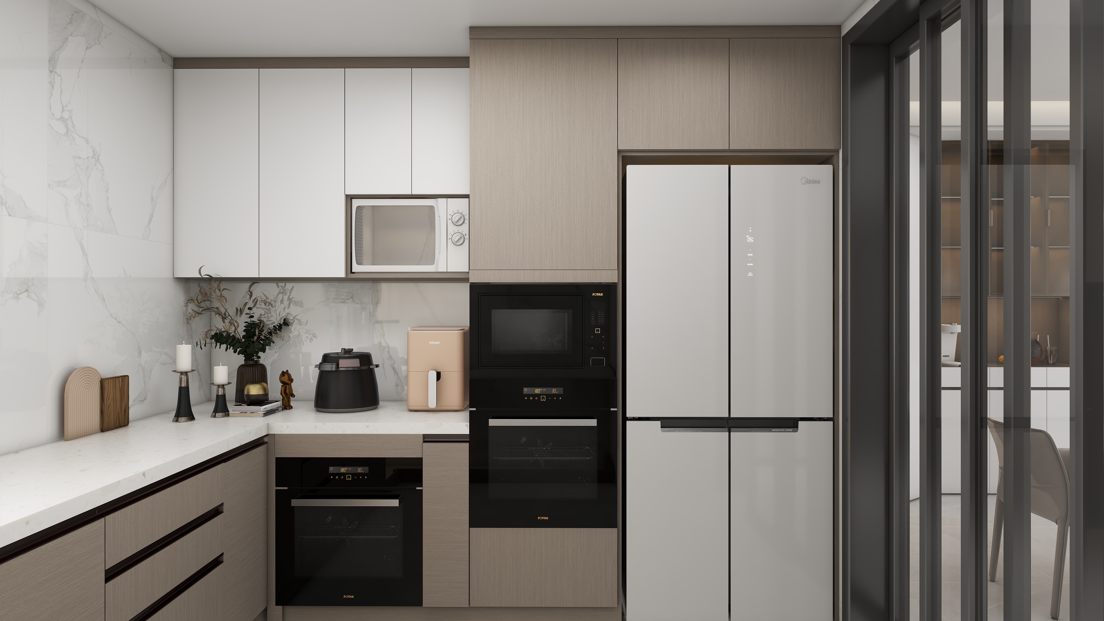 设计师言色-130平米三居室意式轻奢无主灯装修效果图